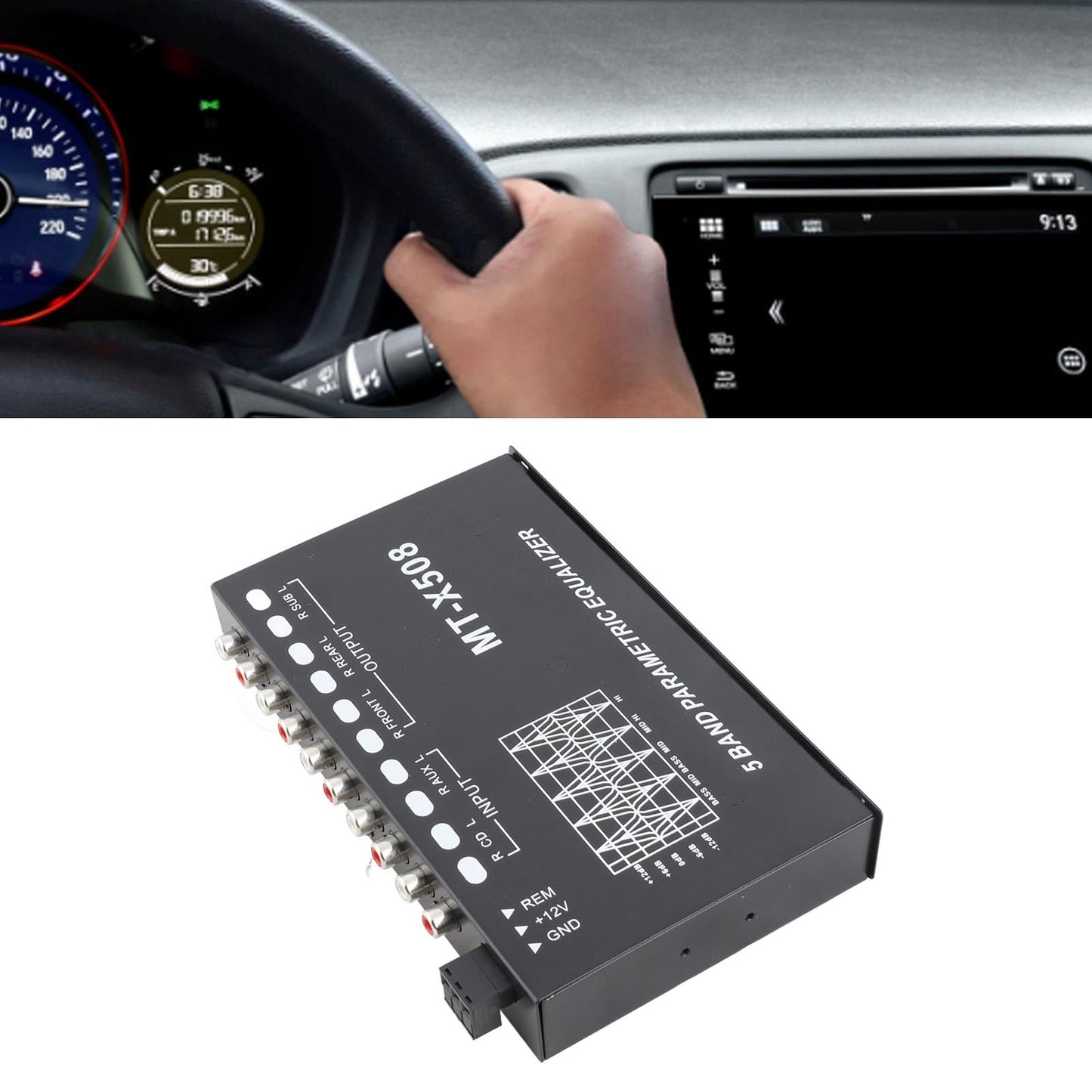 Ecualizador de Audio Accesorios para Automóviles Negro Ajustable 5 Bandas EQ Estéreo Gráfico para Automóvil