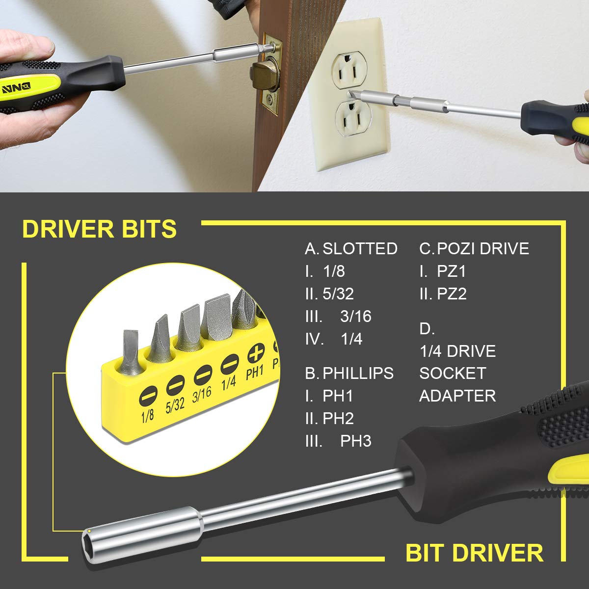 DNA MOTORING Juego de 46 piezas de herramientas para el hogar (TOOLS-00012)