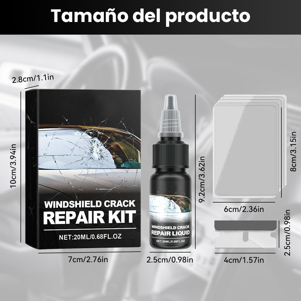 Kit Reparador de Grietas en el Parabrisas AKASENKO Eficaz y Duradero sin Mantenimiento 2 PCS