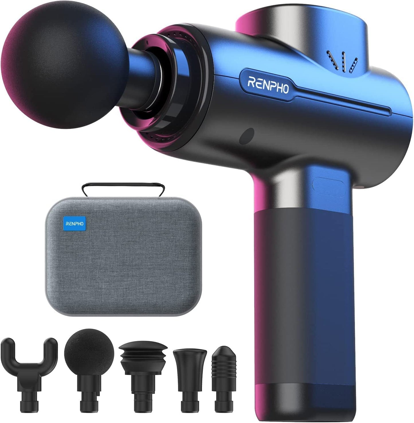 RENPHO Pistola de Masaje Masajeador Muscular Eléctrico de Percusión Massage Gun Pistola Masajeadora Muscular, Espalda Cuello Hombro y relajar el cuerpo, Regalo Para Hombre, Negro