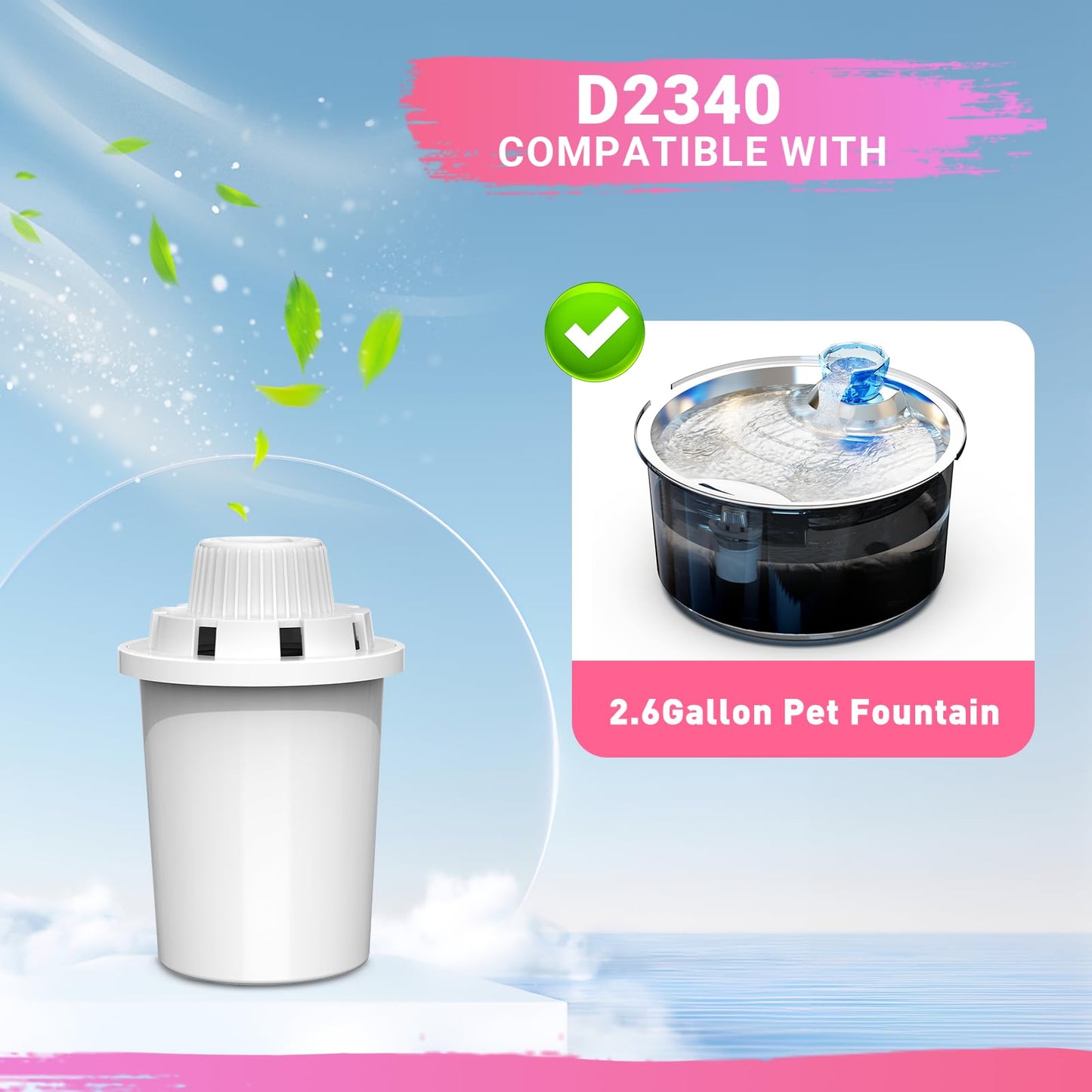 Filtros de repuesto para fuente de agua PETDOTT para perro de 2 galones, fuente de agua para gatos de gran capacidad, 7 capas de filtración vertical