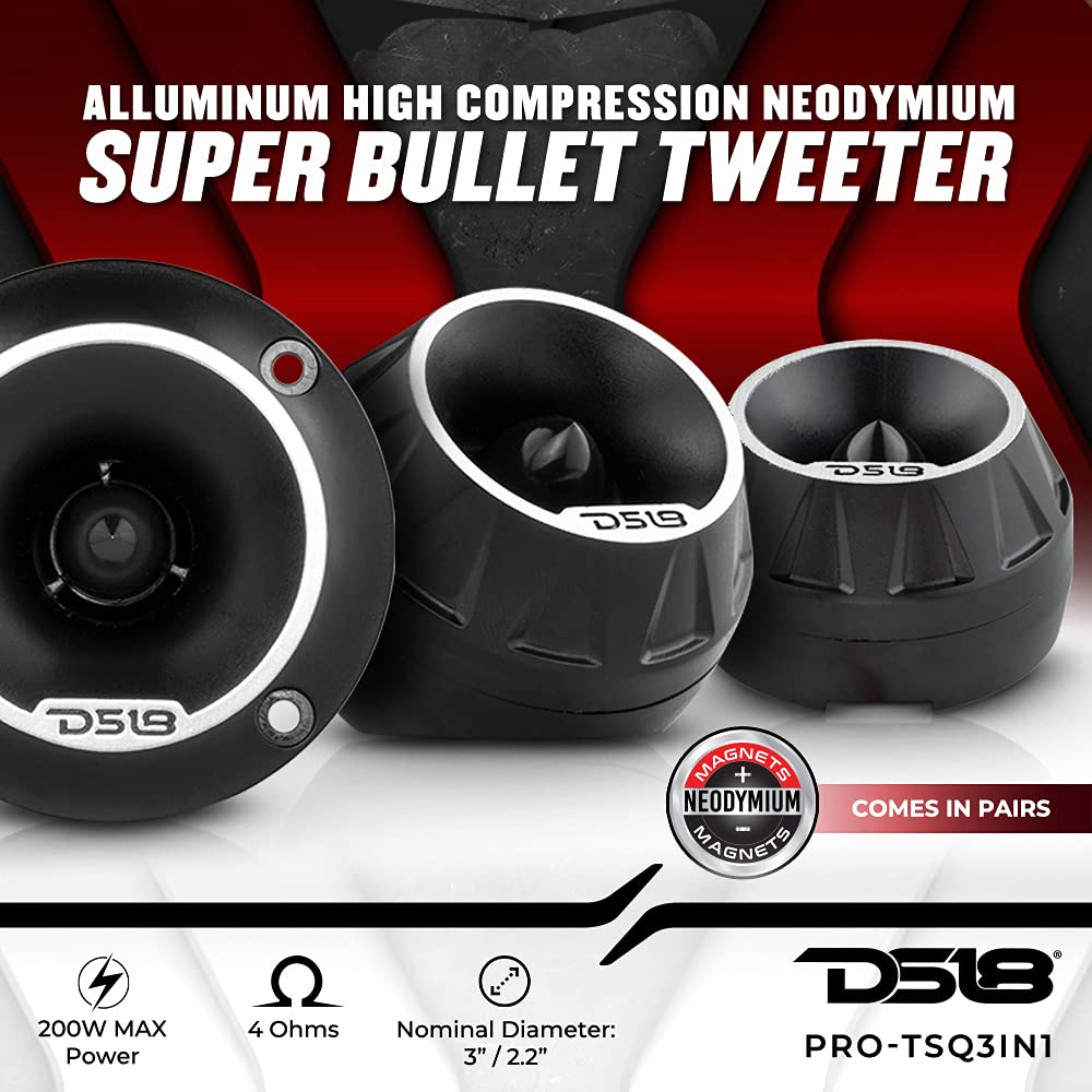 DS18 PRO-TSQ3IN1 - Altavoz de Agudos de Aluminio de Alta compresión de 1 Pulgada (1 Pulgada), Color Negro