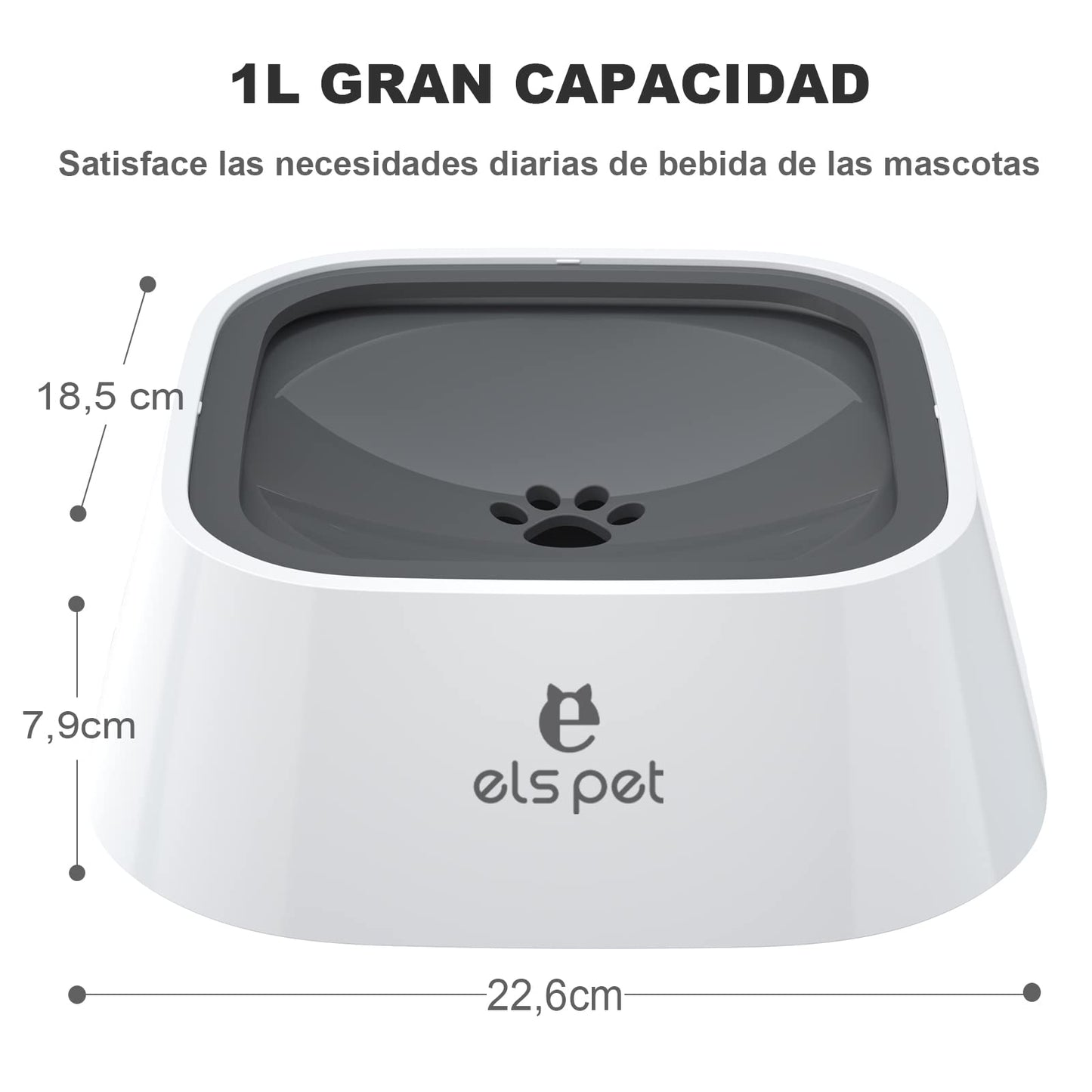 ELS PET Cuenco para Perros sin derrames, Cuenco de Agua para Mascotas, sin Goteo, alimentador de Agua Lenta para Gatos, dispensador de Agua para Mascotas, Cuenco de Agua de Viaje de 35 onzas