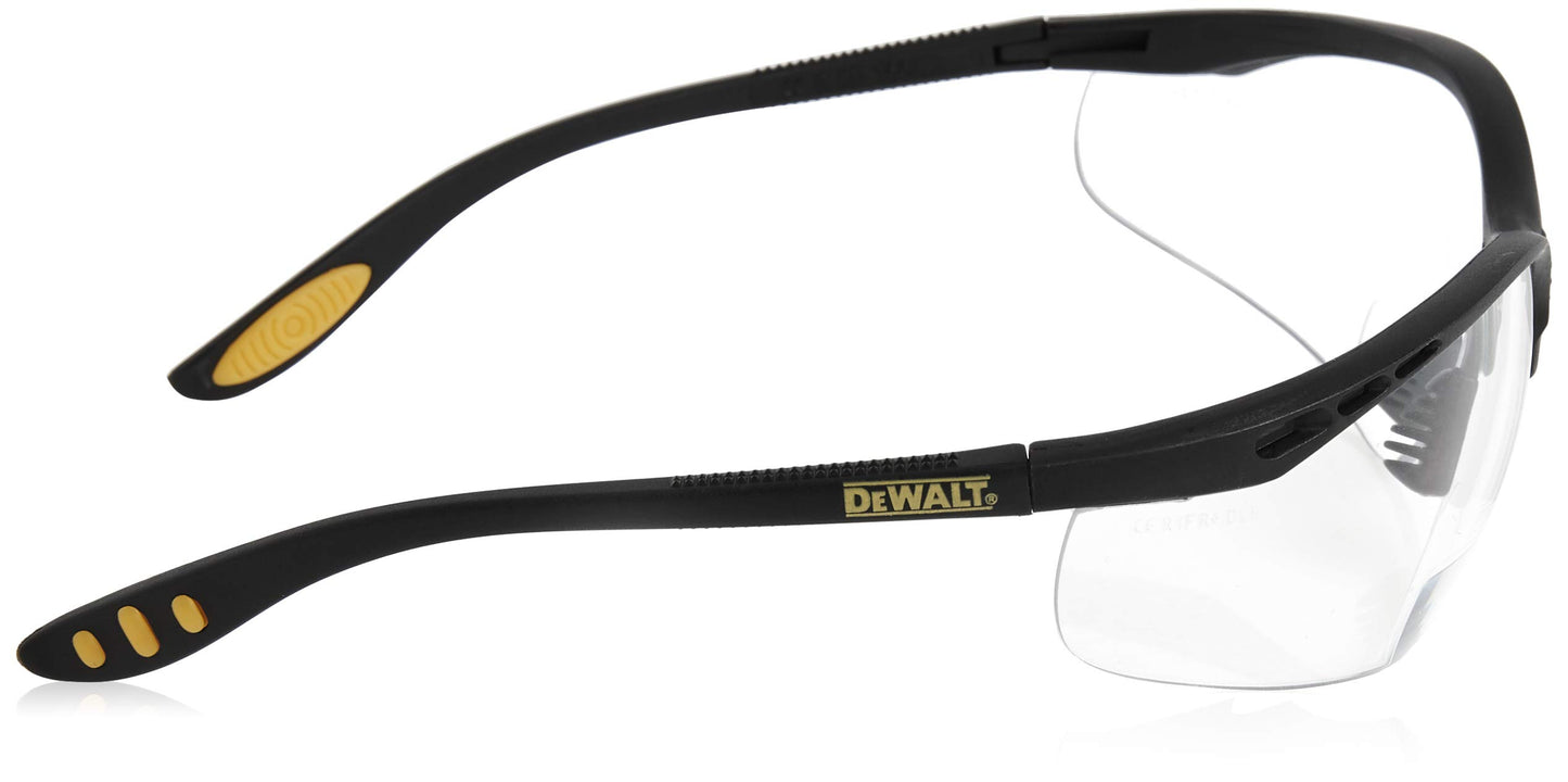Dewalt DPG59-110C Refuerzo Rx-Bifocal 1.0 Lente transparente de alto rendimiento anteojos de seguridad con patillas de goma y funda protectora para anteojos