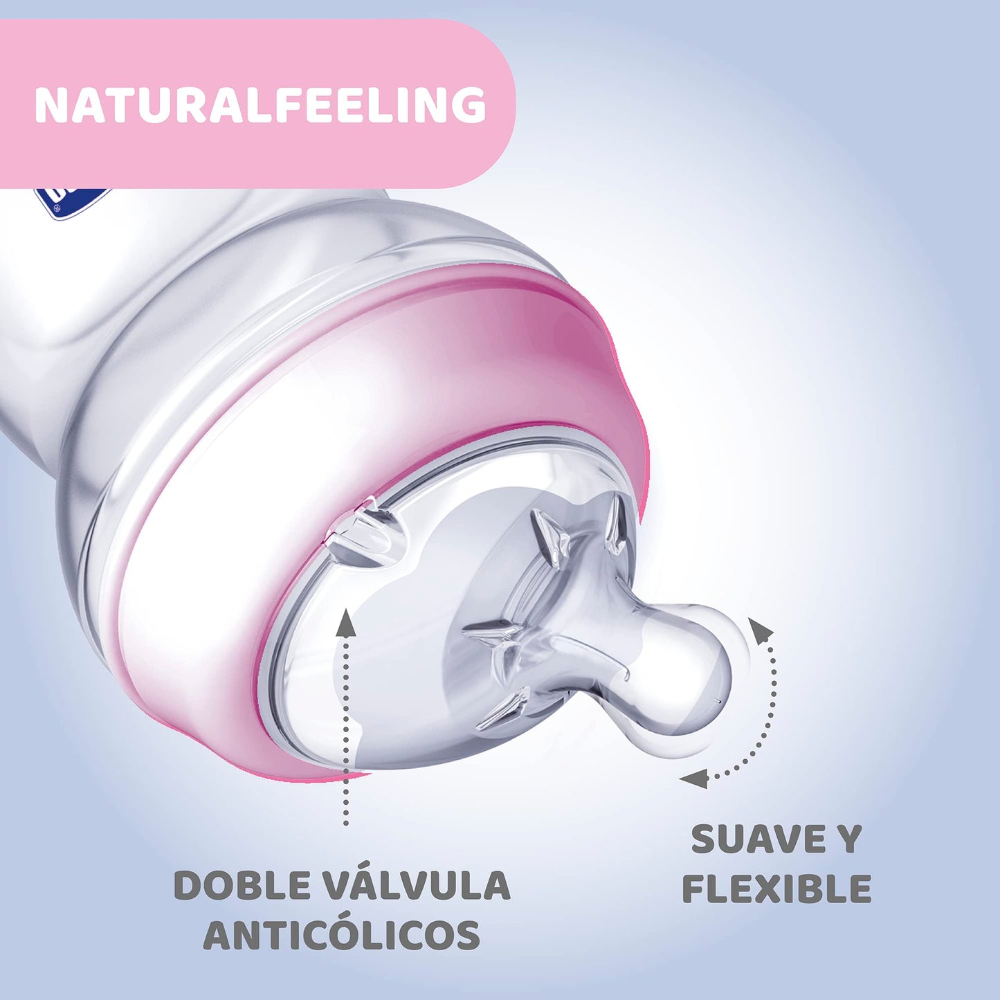 CHICCO, Biberón Natural Feeling, Color Rosa, 250 ml