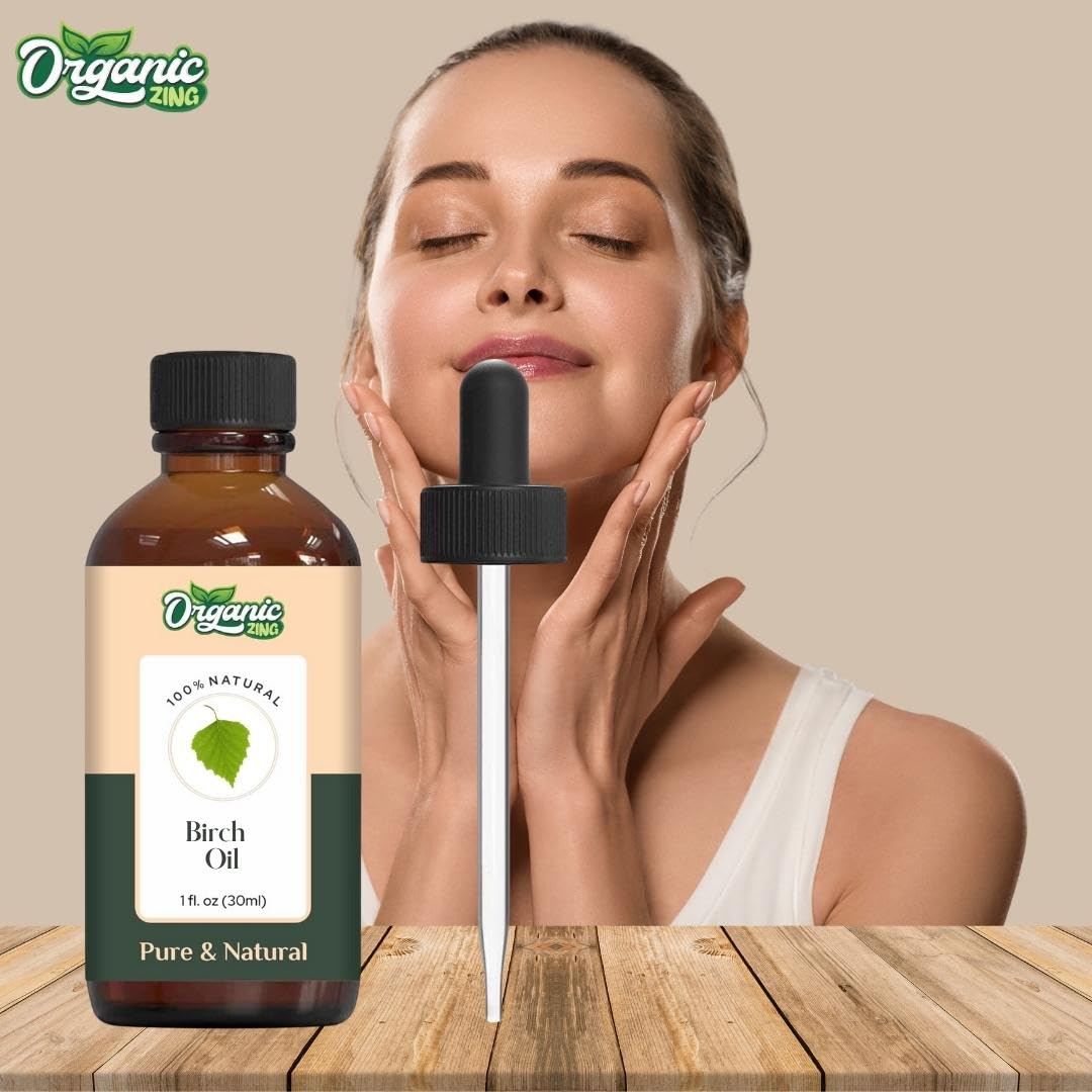Organic Zing Birch (Betula) Oil | Pure & Natural Essential Oil for Skincare, Hair Care, Aroma & Diffusers- 30ml/1.01fl oz