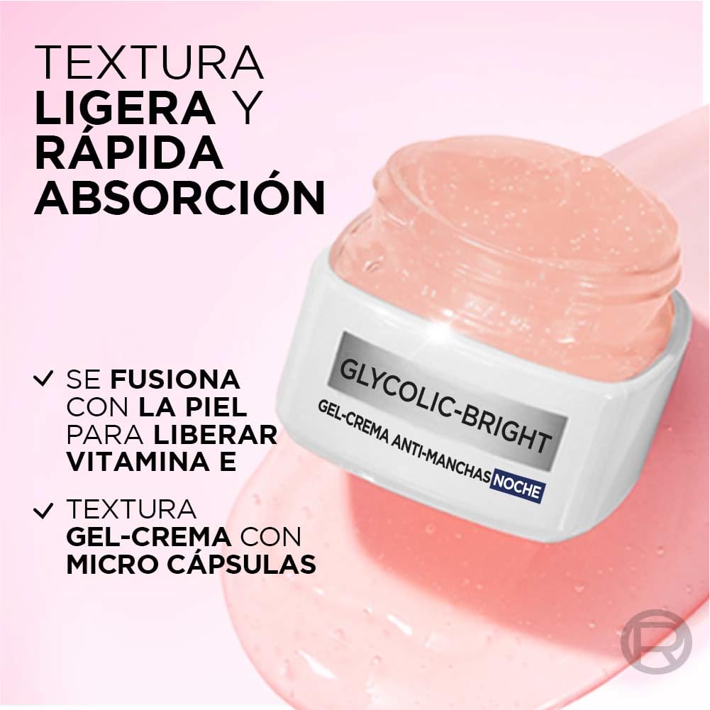 L'Oréal Paris Kit Crema Día Y Crema Noche Glycolic Bright, Anti-Manchas con Ácido Glicólico y Niacinamida