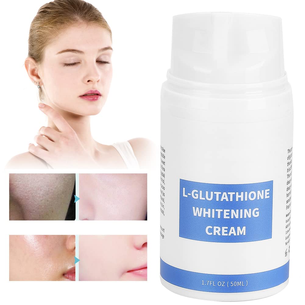 Crema Facial Blanqueadora con Glutatión, Crema Facial Hidratante Iluminadora Antiarrugas de 50 Ml, Mejora el Tono de la Piel, Aclara Manchas y Líneas Finas para una Piel