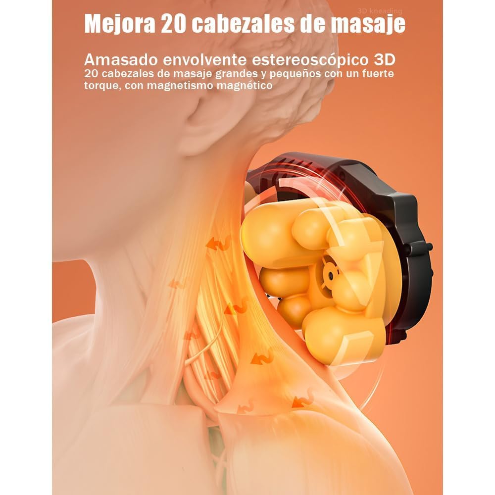 Mythya Cojines de Masaje Eléctricos, Masajeador de Espalda para Dolor de Espalda, Shiatsu Masajeador de Espalda Baja con Calor, Almohada de Masaje de Amasamiento 3D para Espalda, Cuello, Hombros