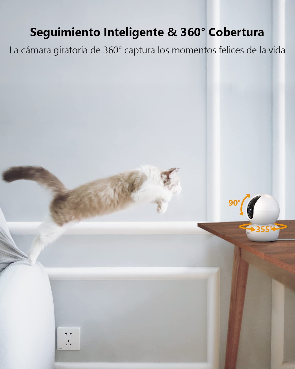IMOU Cámara de Vigilancia WiFi Interior 360° con AI Detección Humana, 1080P Cámara IP WiFi Interior con Sirena,Audio Bidireccional,Visión Nocturna,Modo de Privacidad,Funciona con Alexa para Bebe
