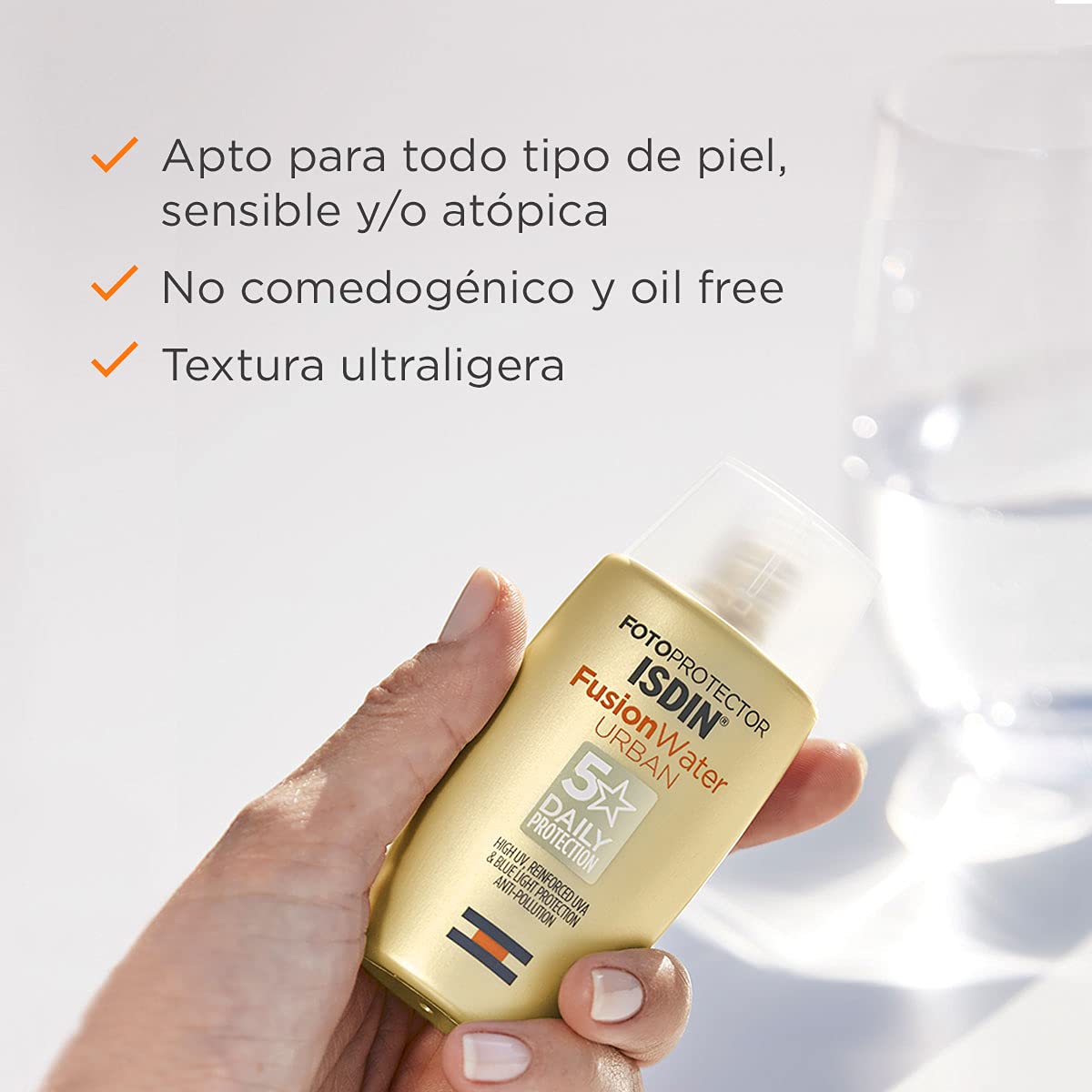 ISDIN Isdinceutics vital eyes, crema contorno de ojos antiarrugas, con melatonina y cafeina, 15 ml + Fusion Water Urban SPF 30, Protector Solar Facial, 50ml