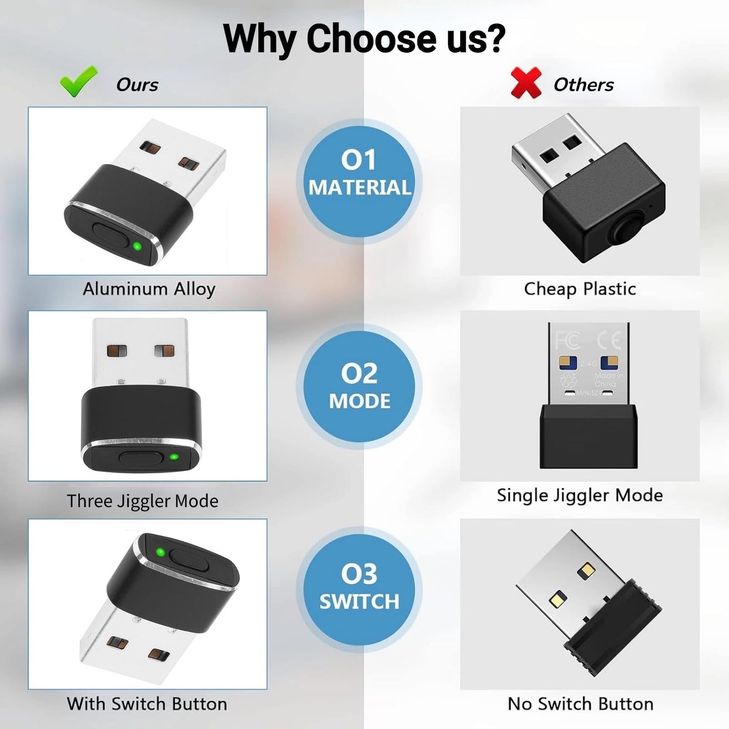 Agitador USB Yoidesu Negro con Botón de Interruptor y 2 Modos de Movimiento Simulado