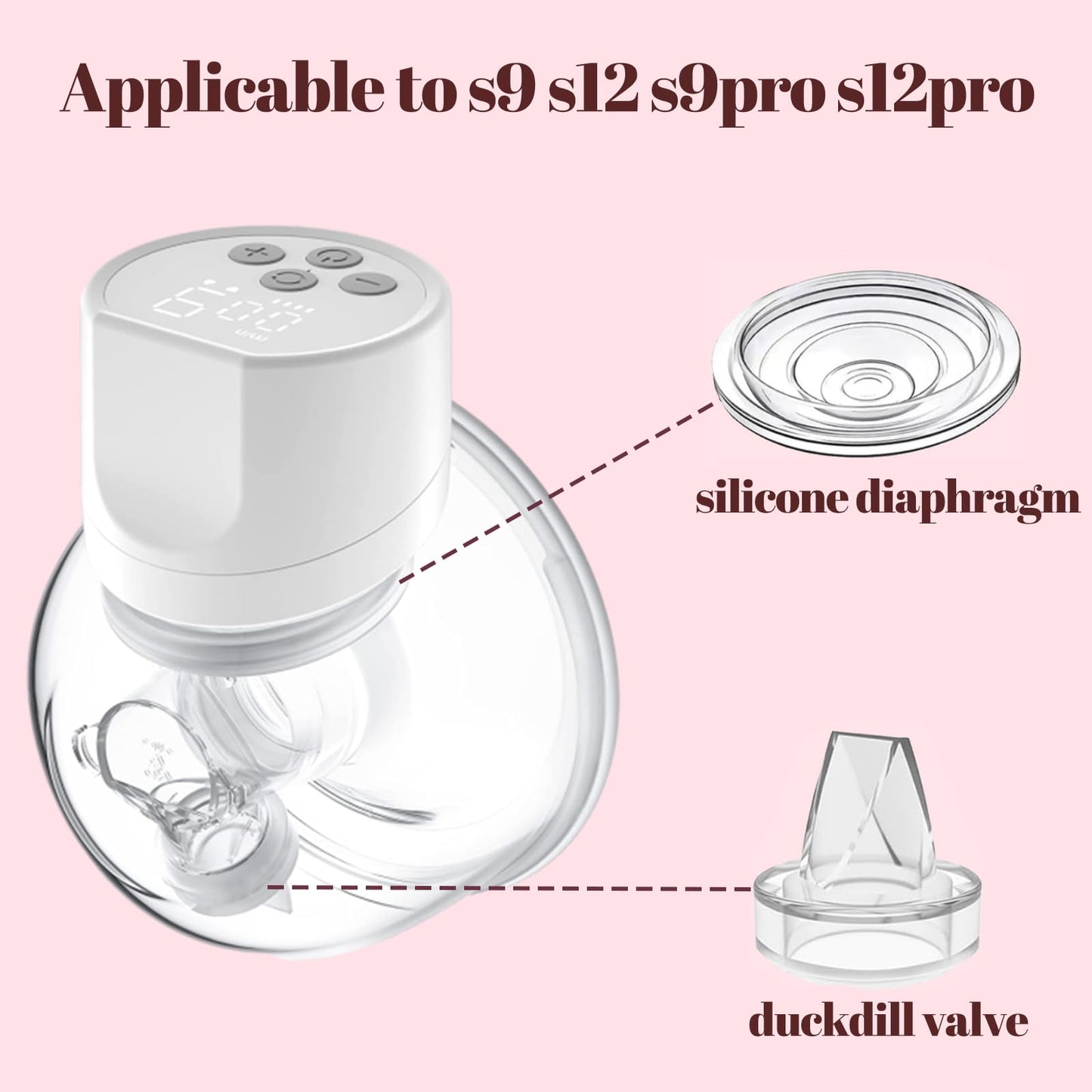 bliblo S9/S12/S9pro/S12pro Válvula de pico de pato y diafragma de silicona, compatible con NaNaLazy/TSRETE/momcozy accesorios de repuesto para extractor de leche portátil (juego de 4 piezas)