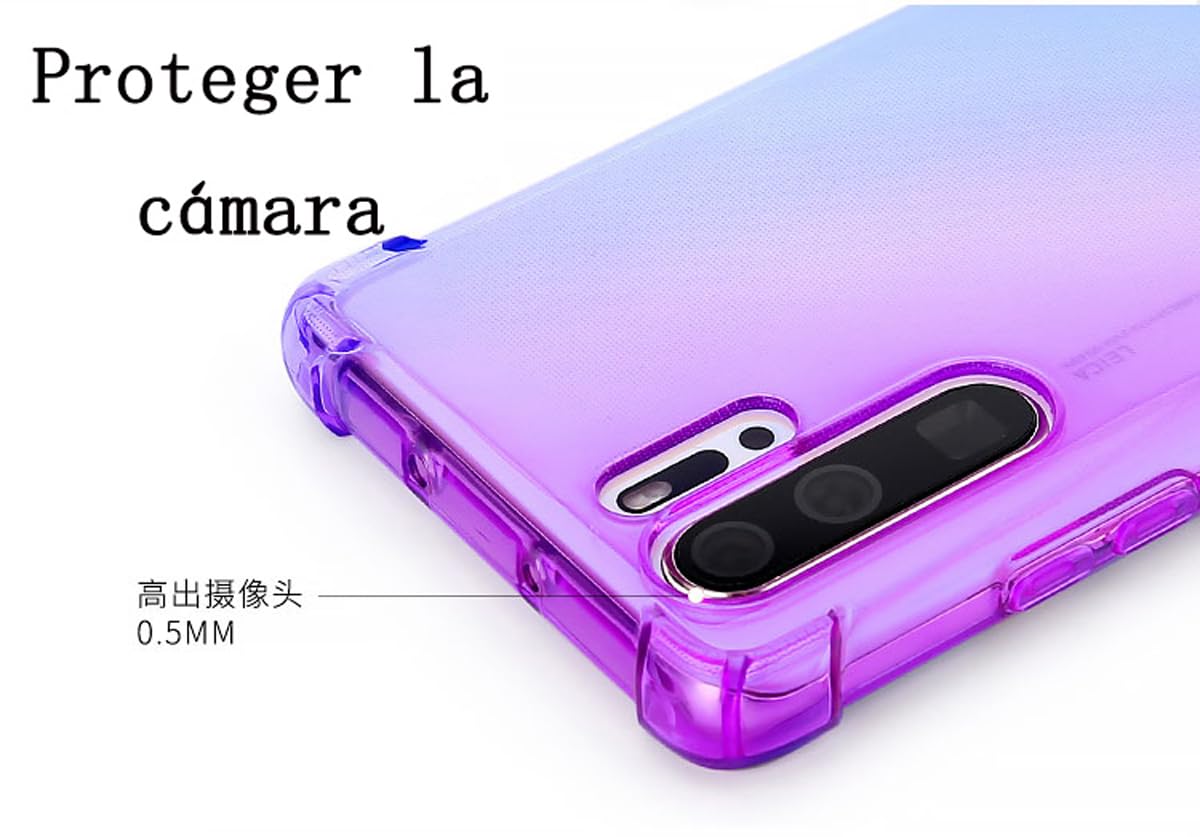 DABUNA Funda para Huawei P30 Pro Case Uso Rudo,Transparente Colores Degradados Protectora de Cámara Anticaída Carcasa Bumper(Púrpura Azul)