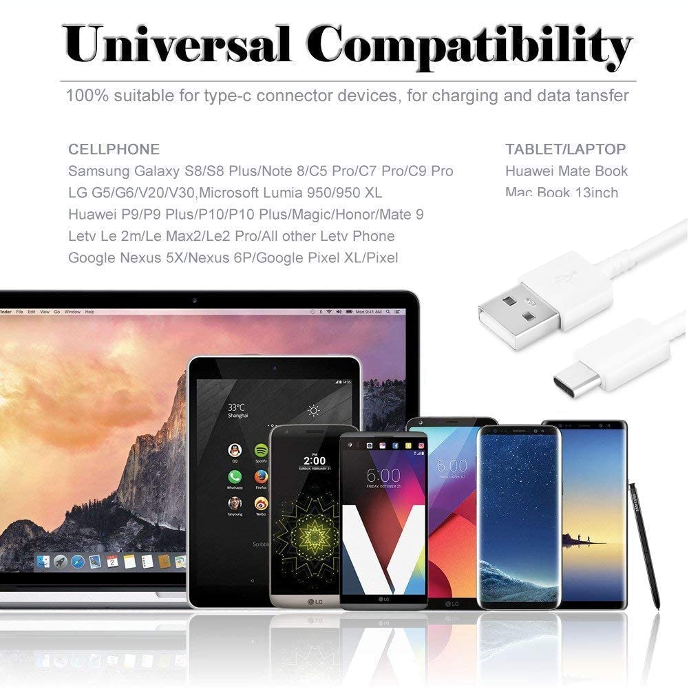 Cargador rápido con cable USB tipo C de 2 m y adaptador OTG para Samsung Galaxy S9/S9 Plus/S8/S8 Plus/S10/S10e/S10 Plus/Note 8/Note 9/Note 10/A02s/A13/A03s/A21/A30/A32/A33/A51/A52/A53/A53/A7/S2/S20/21