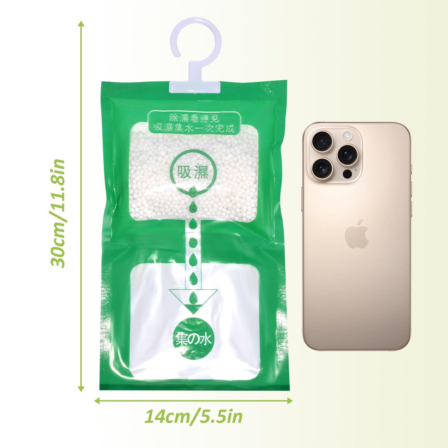Paquete de 10 Bolsas Antihumedad Colgantes, Deshumidificador para la Humedad - Absorbedor de Humedad Sin Fragancia, Proceso Visible, Previene Moho en Closet, Baño, Cocina, Sótano y Lavadero