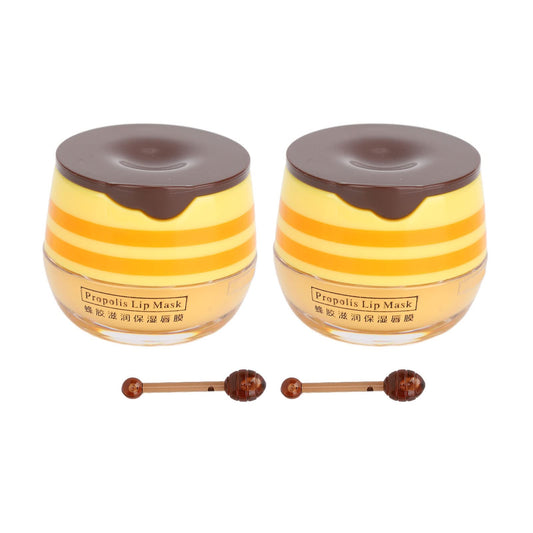 Mascarilla para Dormir de Labios, 2 Piezas de Bálsamo de Abeja, Bálsamo Labial, Tarro de Miel, Propóleos, Mascarilla Hidratante para Labios de Miel, Bálsamo Labial, Hidratante y