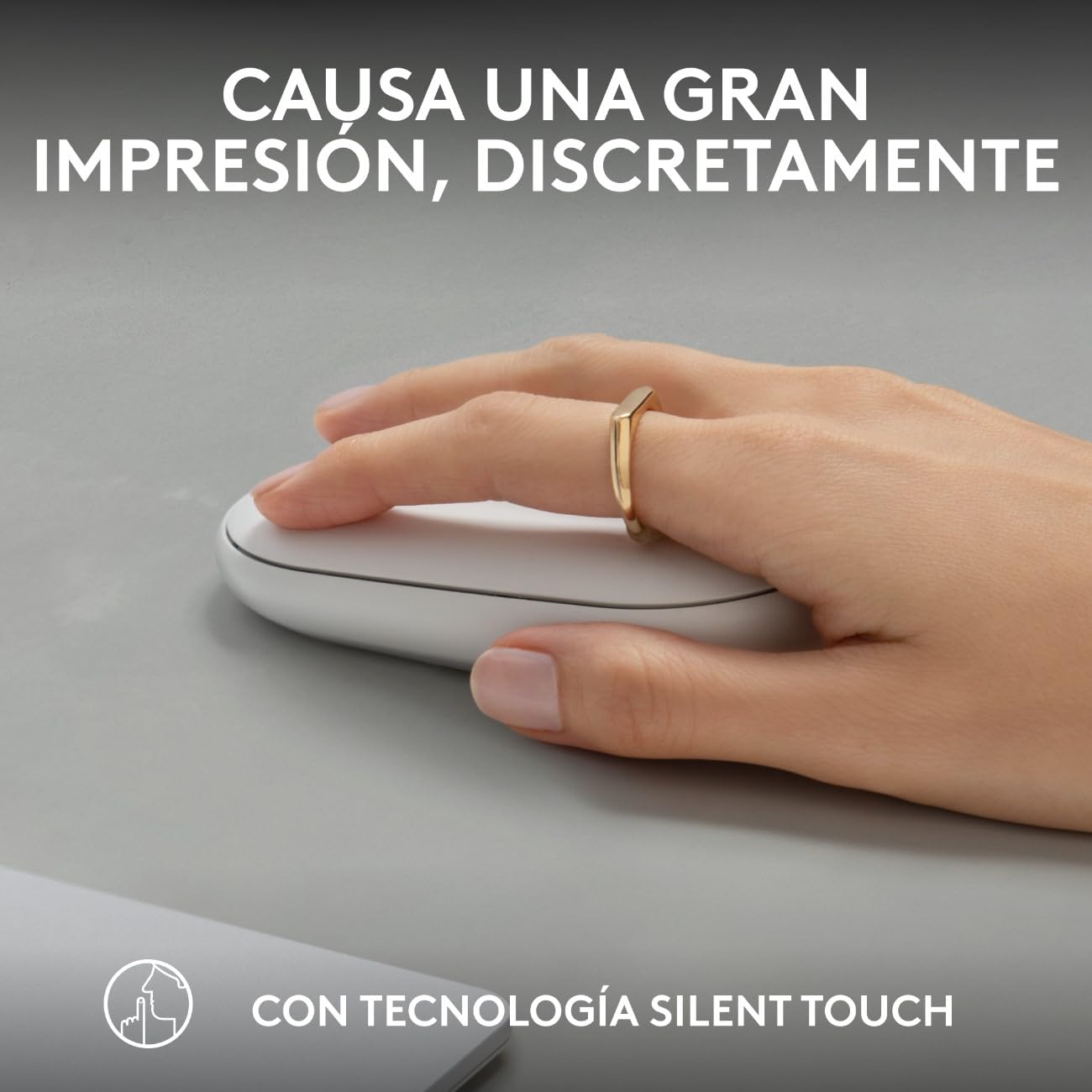 Logitech Pebble Mouse 2 M350s, estilizado Mouse inalámbrico Bluetooth, Ligero, Personalizable, clicks discretos, Easy-Switch, Windows, macOS, iPadOS, Android, ChromeOS - Blanco
