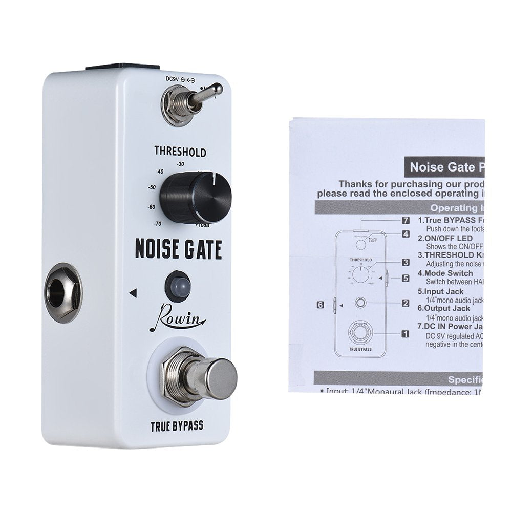 Genérico Pedal de Efectos de Guitarra con reducción de Ruido Noise Gate, 2 Modos, Carcasa de aleación de Aluminio, Bypass Real