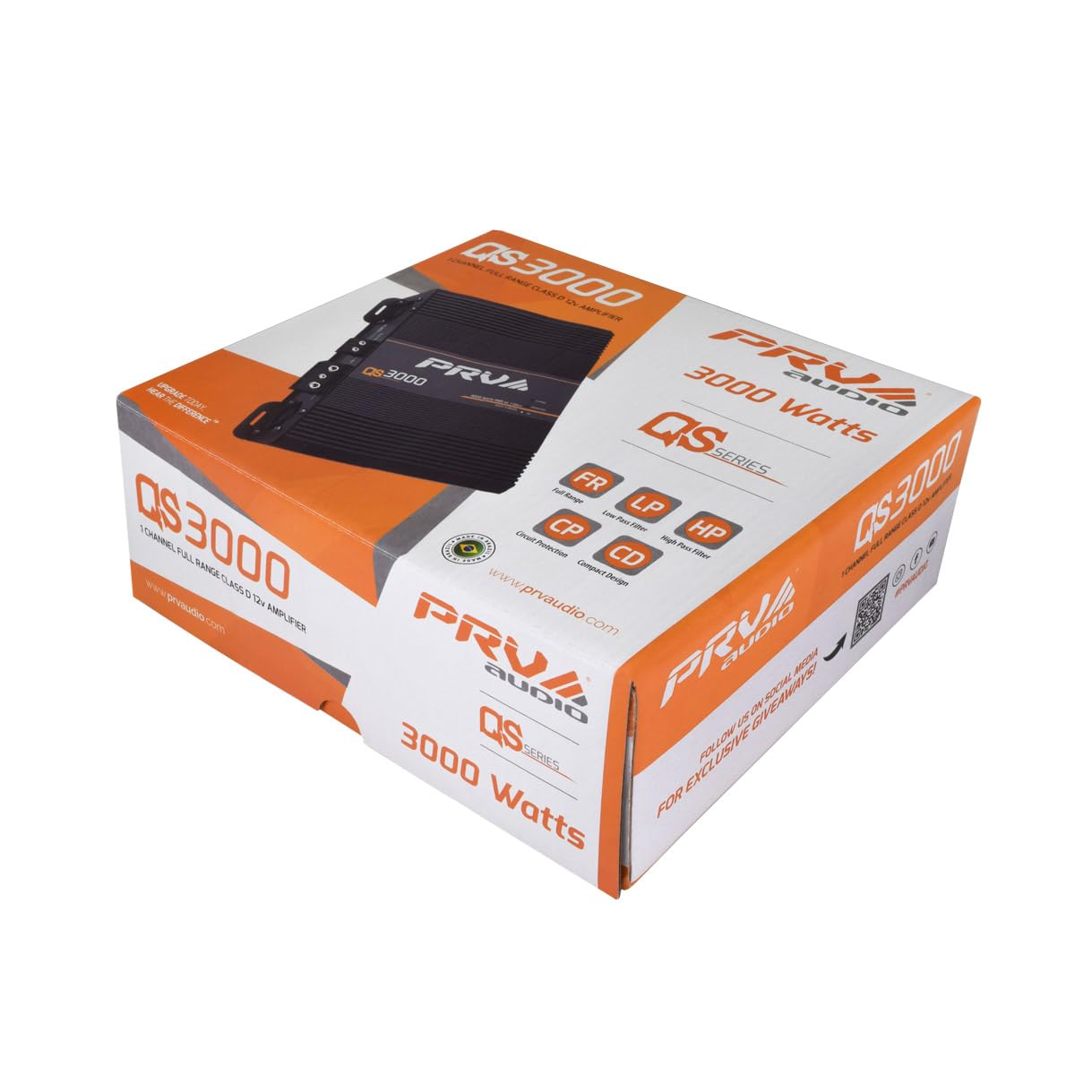 Amplificador de Audio de Coche PRV Audio QS3000 1 Ohm 3000W Monobloque con Controles HPF y LPF Integrados
