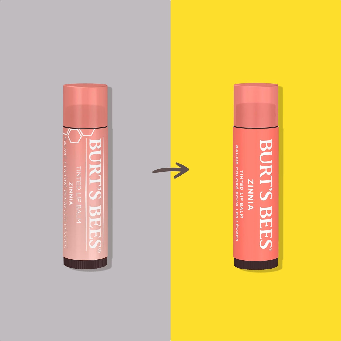 Burt's Bees 100% Natural Tinted Lip Balm, Zinnia with Shea Butter & Botanical Waxes - 1 Tube, Pack of 2