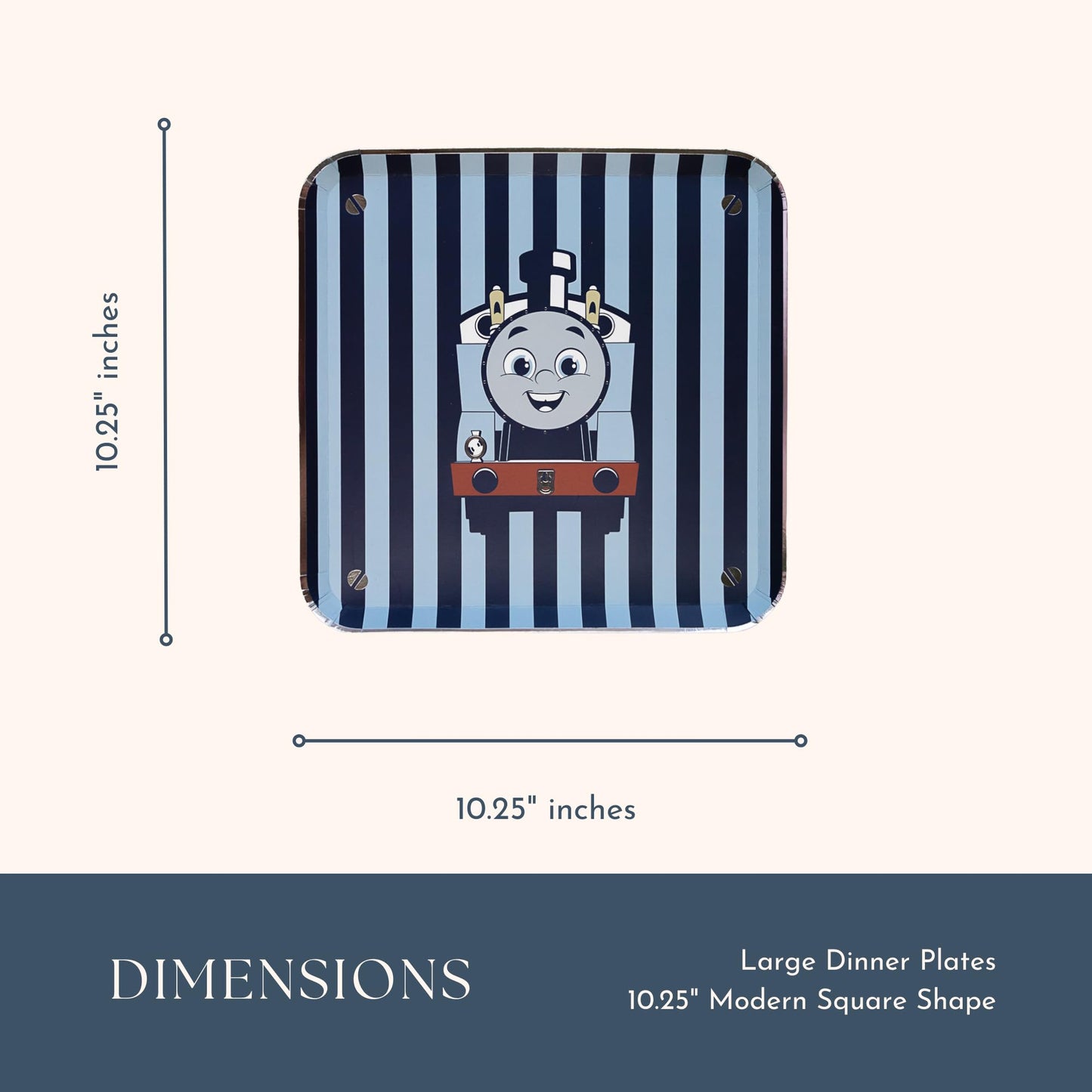 Bonjour Fete THOMAS & FRIENDS™ - Platos de rayas grandes - Platos temáticos de tren THOMAS & FRIENDS™ - Suministros para fiestas de cumpleaños - Platos de papel desechables grandes - Licencia oficial