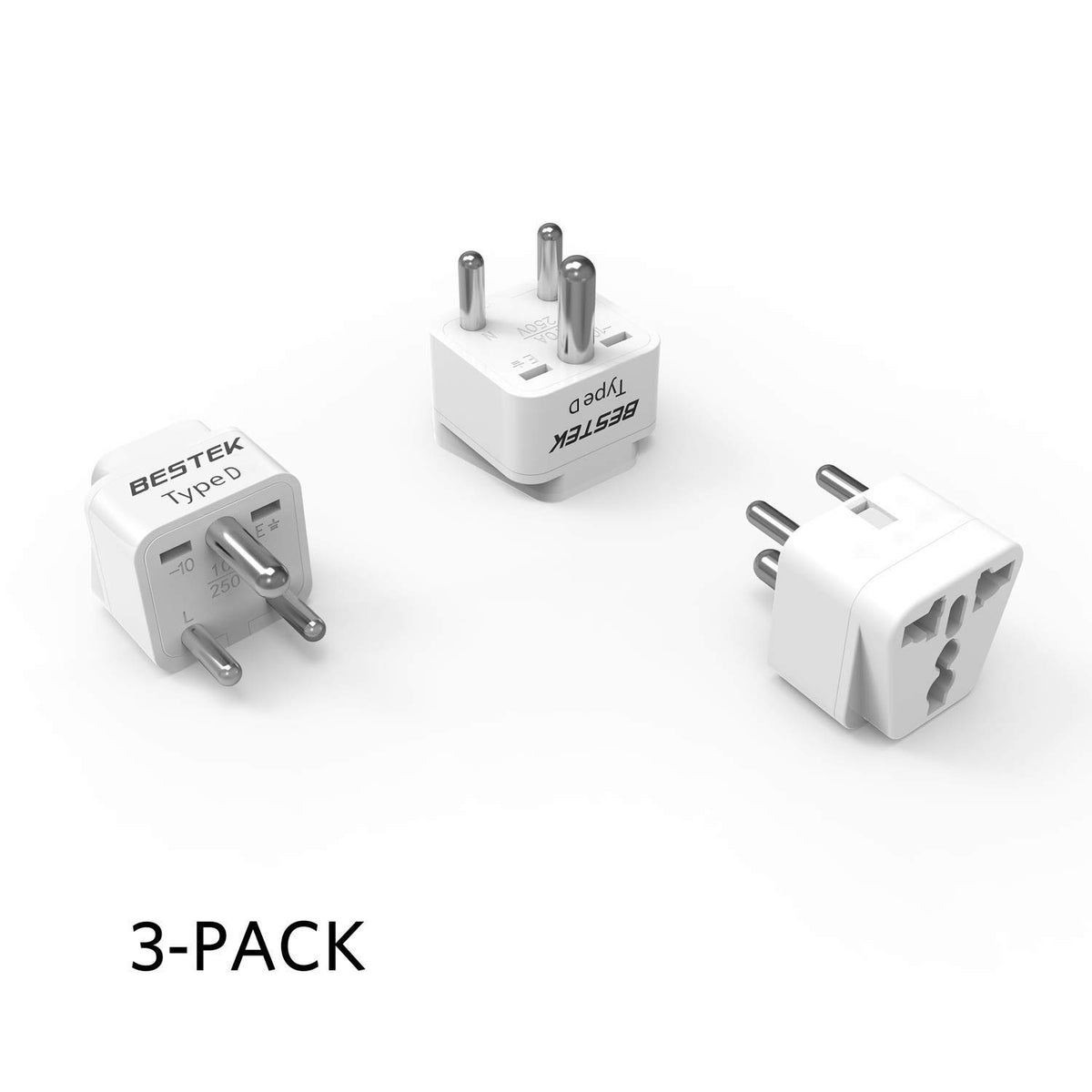 Adaptador Universal de Enchufe de Viaje BESTEK India Paquete de 3