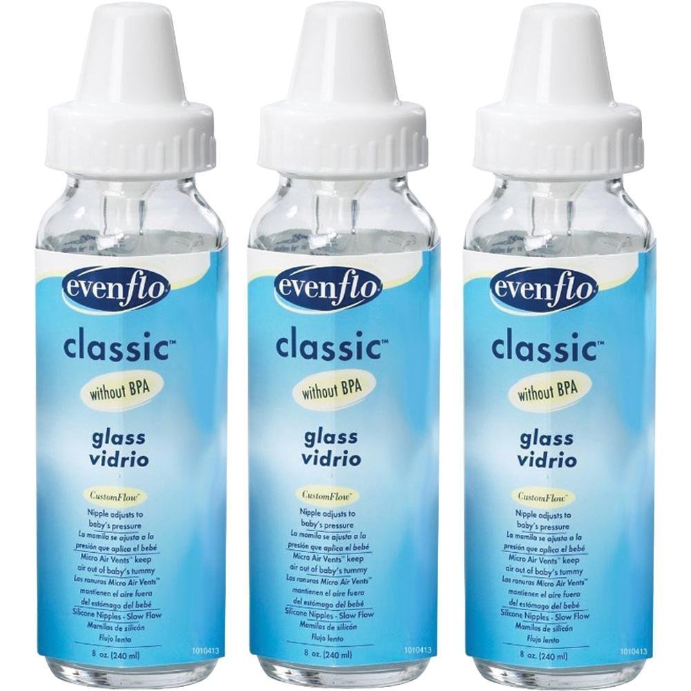 Botella de Cristal Clásica Evenflo Transparente Set de 3 Unidades