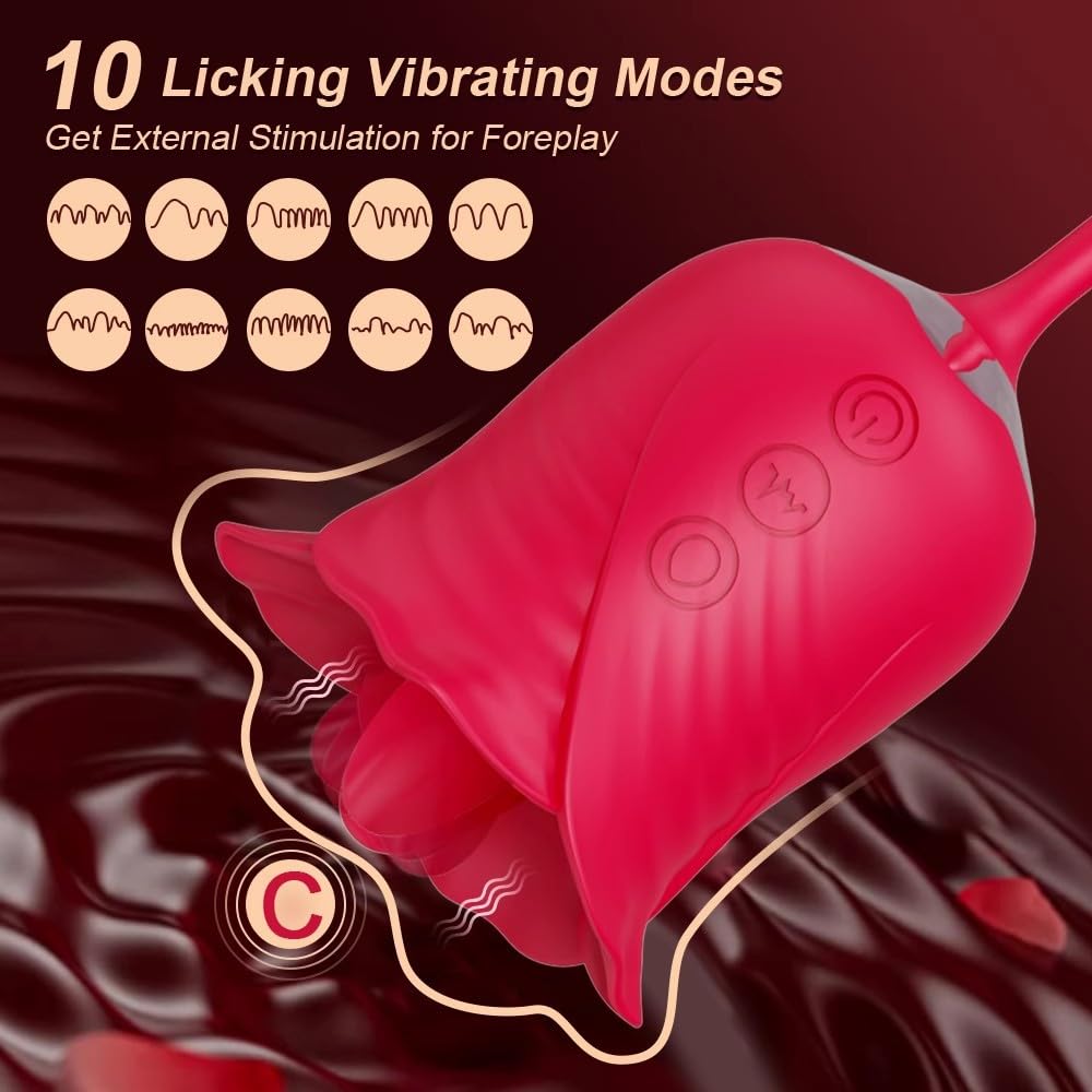 BFEELBDSM - Juguete sexual de rosa para mujer - Estimulador sexual 3 en 1 para mujeres con 7 lamiendo la lengua y 3 vibradores de empuje para adultos, juguetes sexuales para parejas, vibradores de