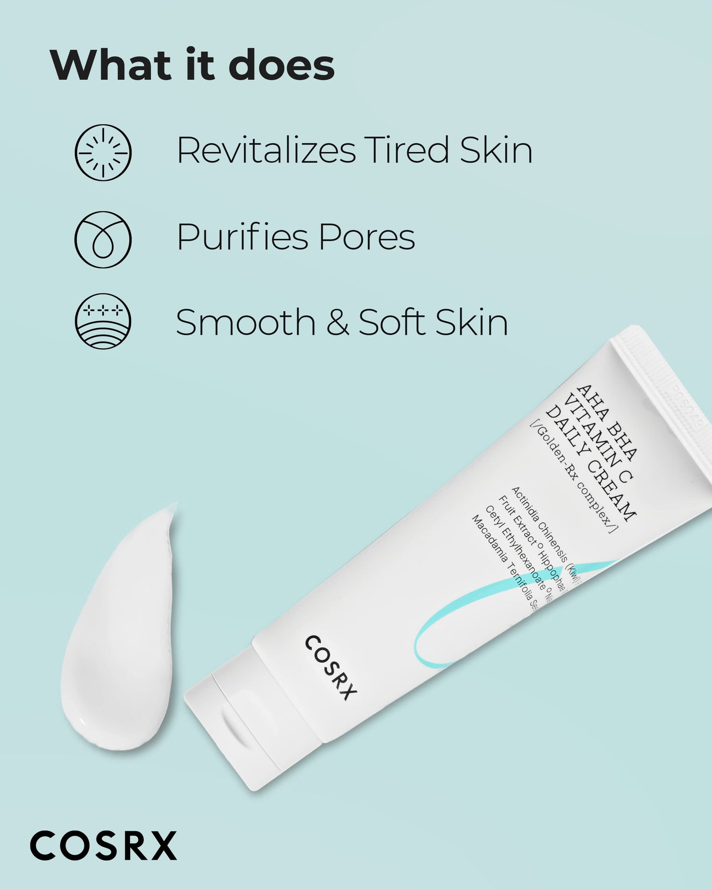 COSRX Crema diaria hidratante con Vitamina C, AHA/BHA para una piel brillante y suave