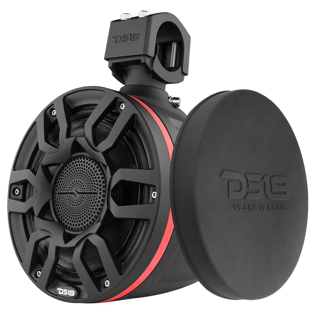 DS18 Hydro NXL-X8PRO/BK Altavoces compactos de torre de Wakeboard de 8 pulgadas con altavoz híbrido de rango medio y driver de compresión, luces LED RGB integradas, 500 vatios, cubierta de altavoz