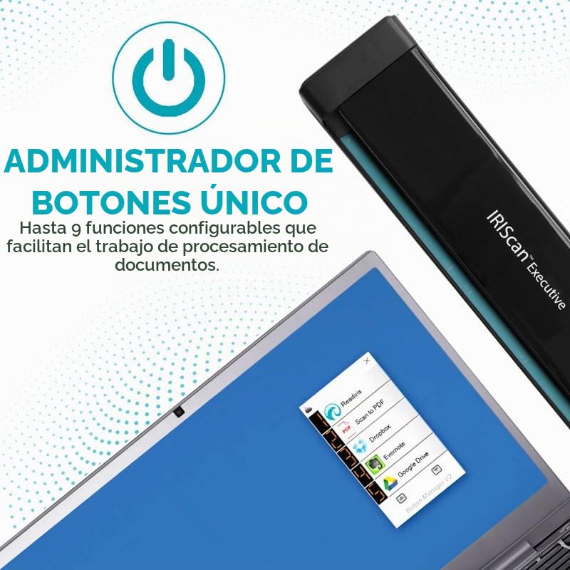 Escáner Portátil IRIScan Executive v4pro Platino Duplex para Documentos y Recibos con Editor de PDF para Computadoras