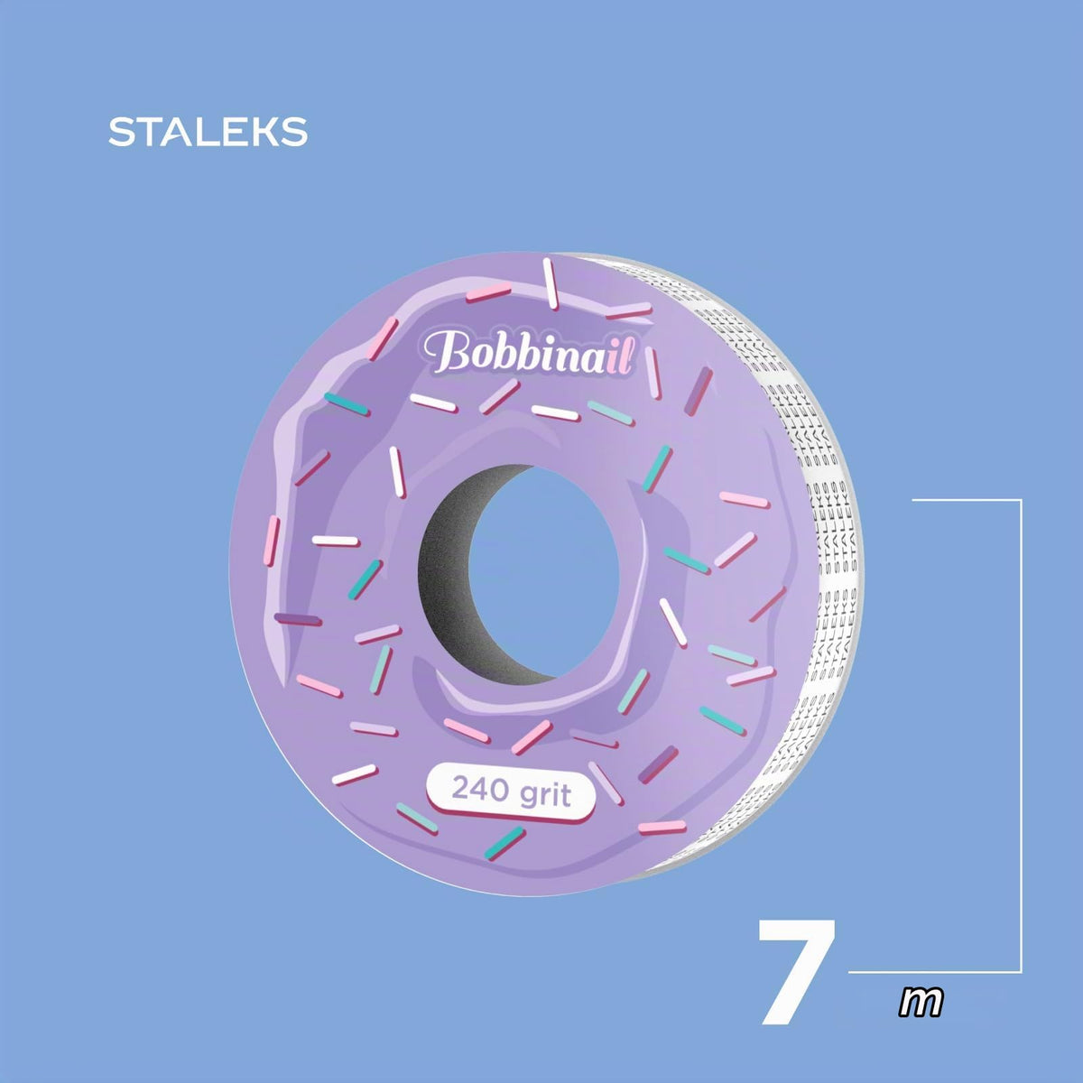 STALEKS Pro Bobbinail - Lima desechable, color blanco, autoadhesiva, rollo Expert, para dispensador de limas de donut, grano 240, 6 m
