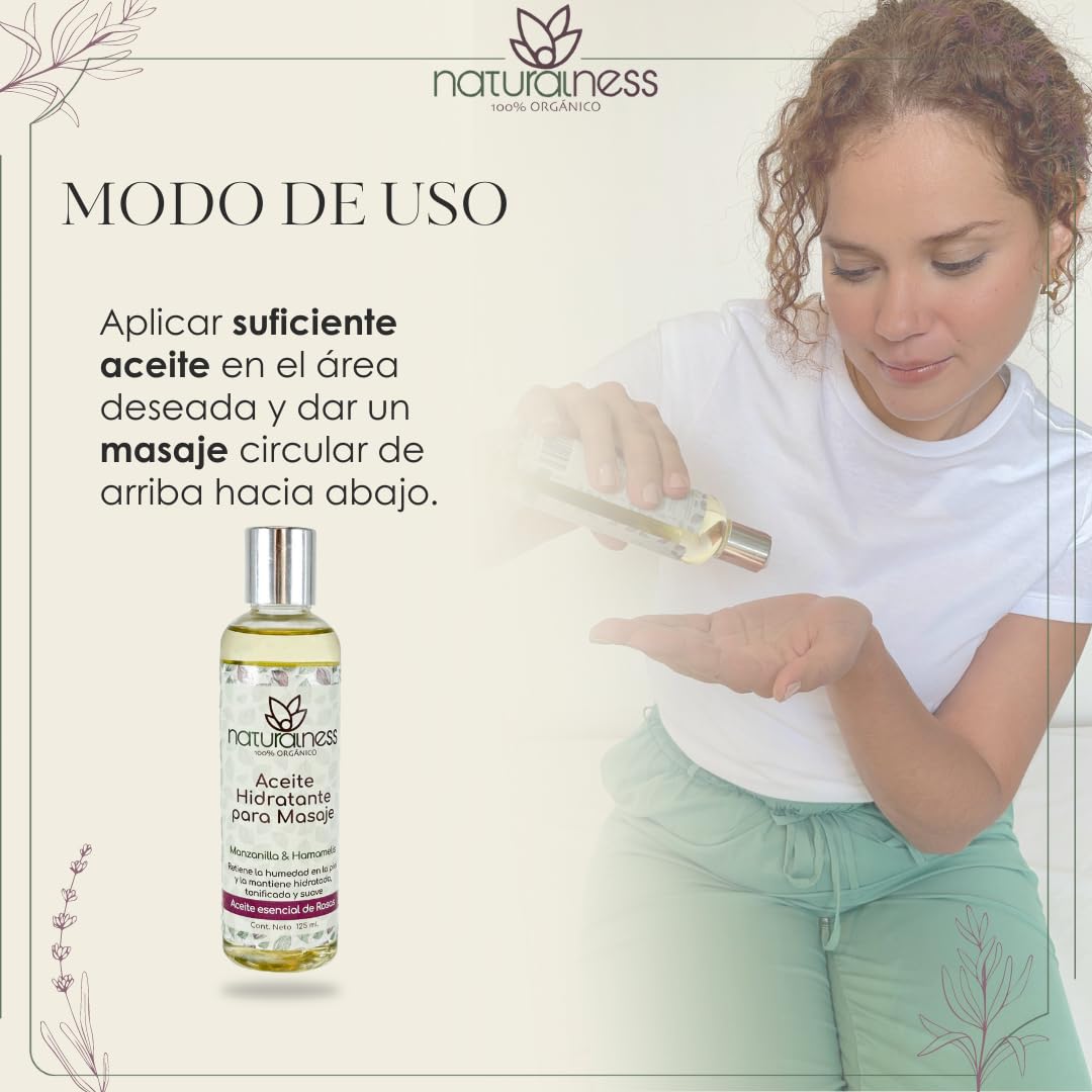 Aceite para Masaje Naturalness Rosas Extractos Herbales Naturales