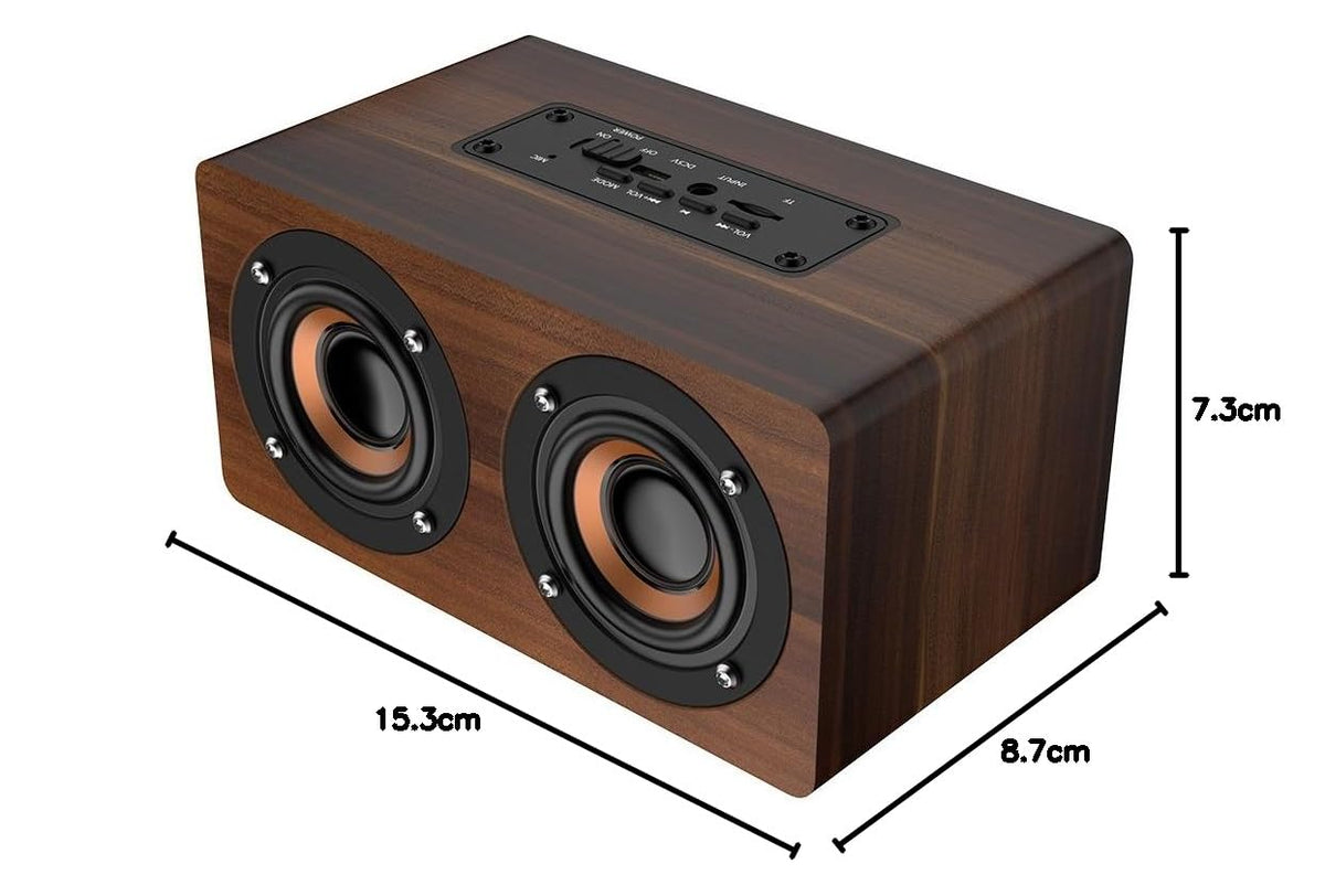 Altavoz Bluetooth Oumij Marrón con Subwoofer Estéreo y Radio FM para Música de Alta Fidelidad