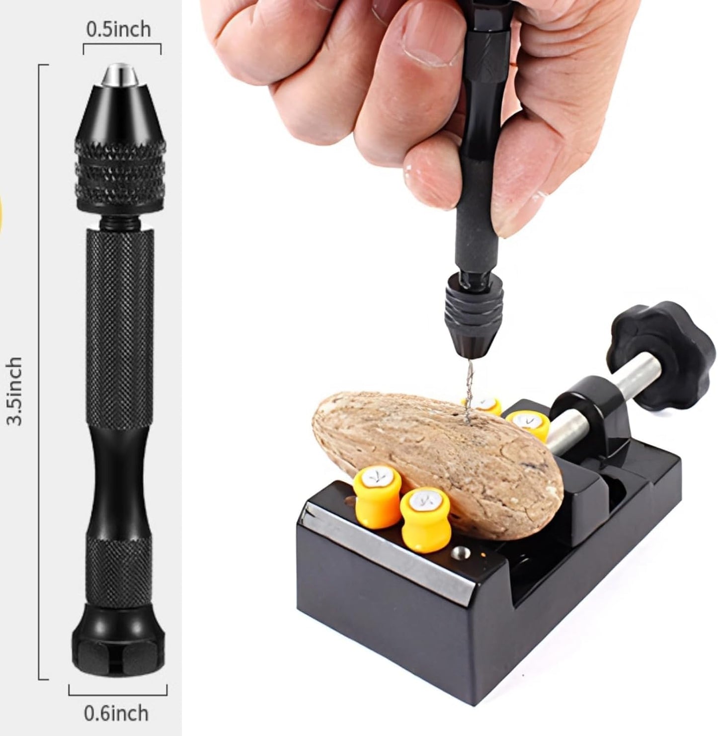 Juego de taladro de mano con tornillo tornillo con 25 puntas torcidas, mini herramientas giratorias micro ideales para modelos y pasatiempo,Taladro manual,Taladro mano,Juego brocas(negro)