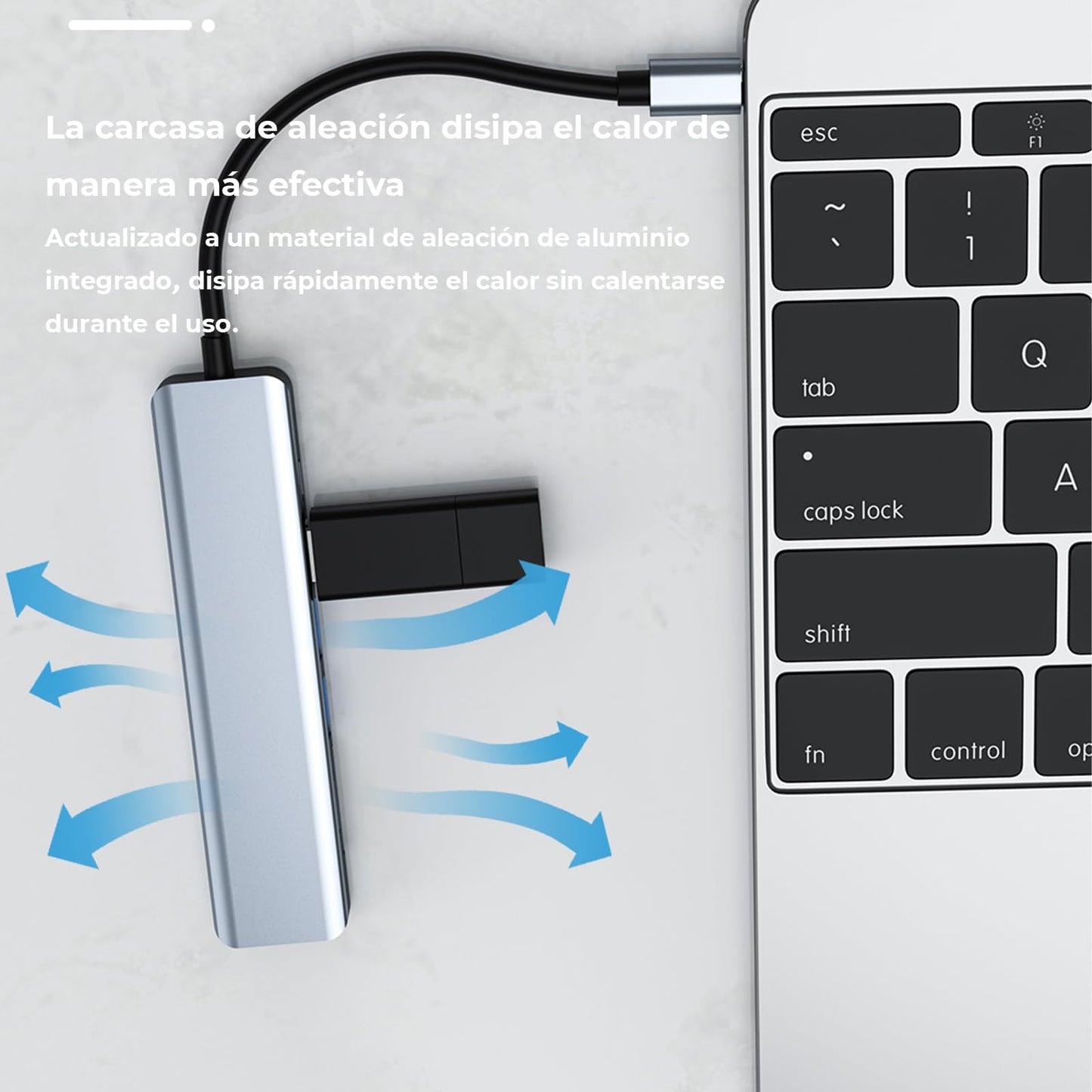 Adaptador USB C WULAR HUB 7 en 1 Gris HDMI 4K para MacBook y DELL