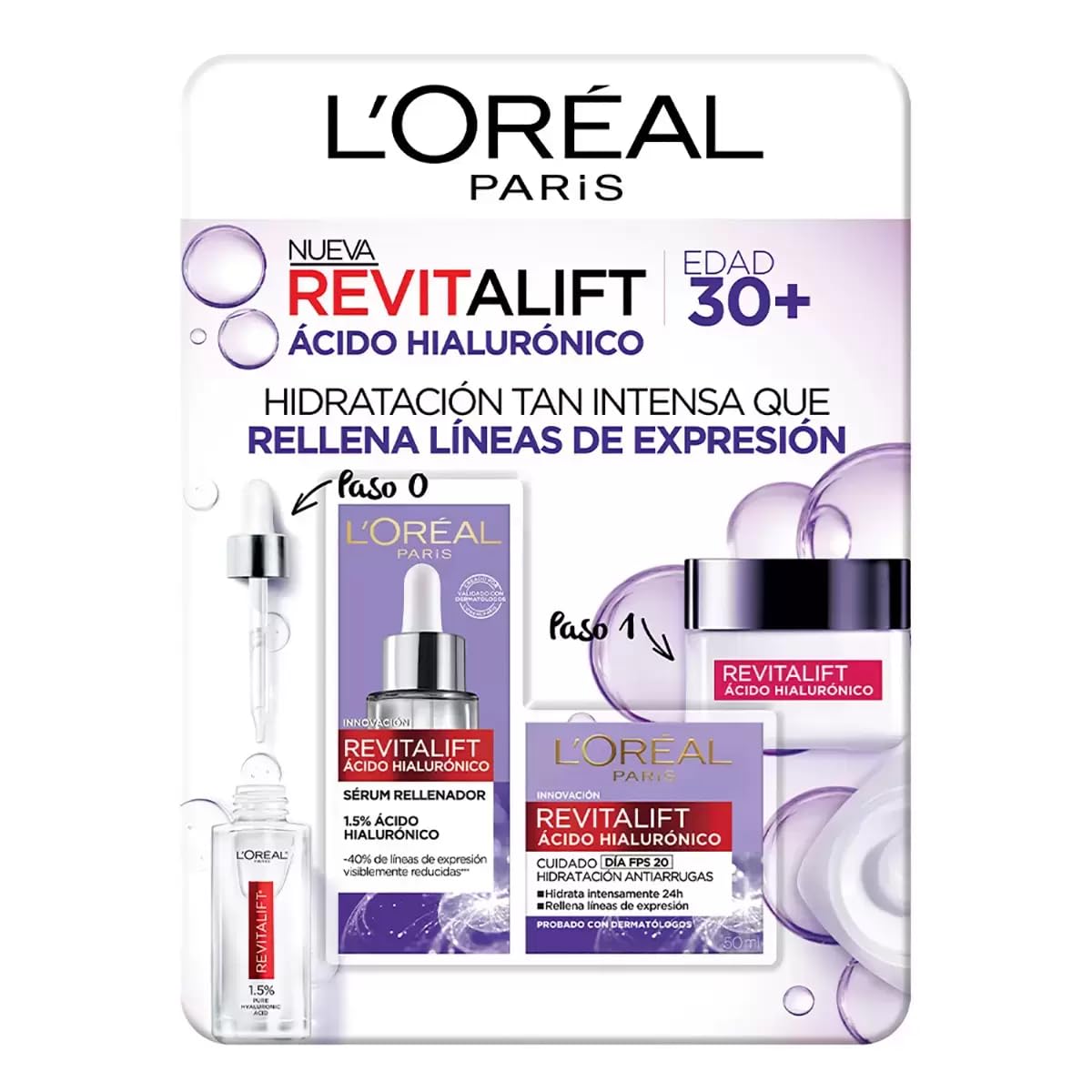 L'Oreal Paris, Revitalift, Ácido Hialurónico, 2 Pack.