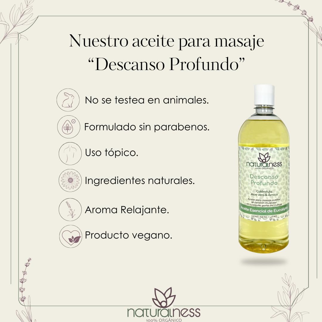 Aceite Para Masaje Naturalness Descanso Profundo con Extractos Medicinales 100% Naturales