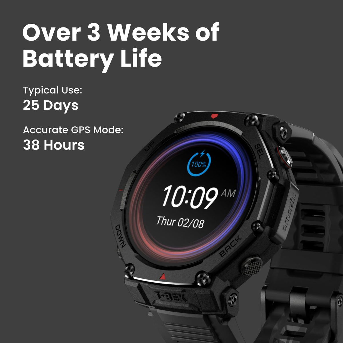 Reloj Inteligente Amazfit T-Rex 3 Pro Negro con Pantalla AMOLED y GPS Doble Banda para Exteriores