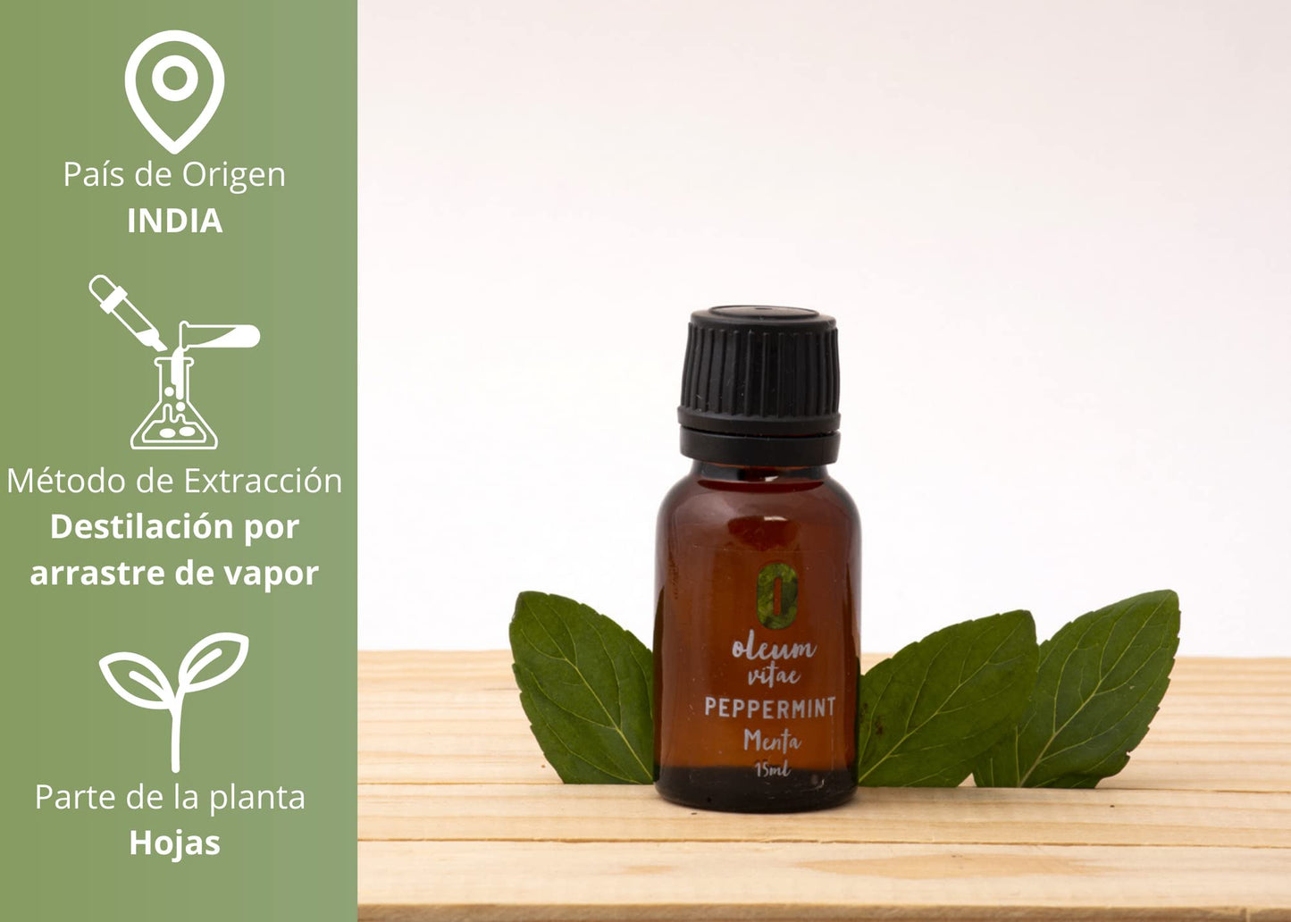 Aceite Esencial OLEUM VITAE Menta 100% Puro y Orgánico Certificado USDA ORGANIC 15ml