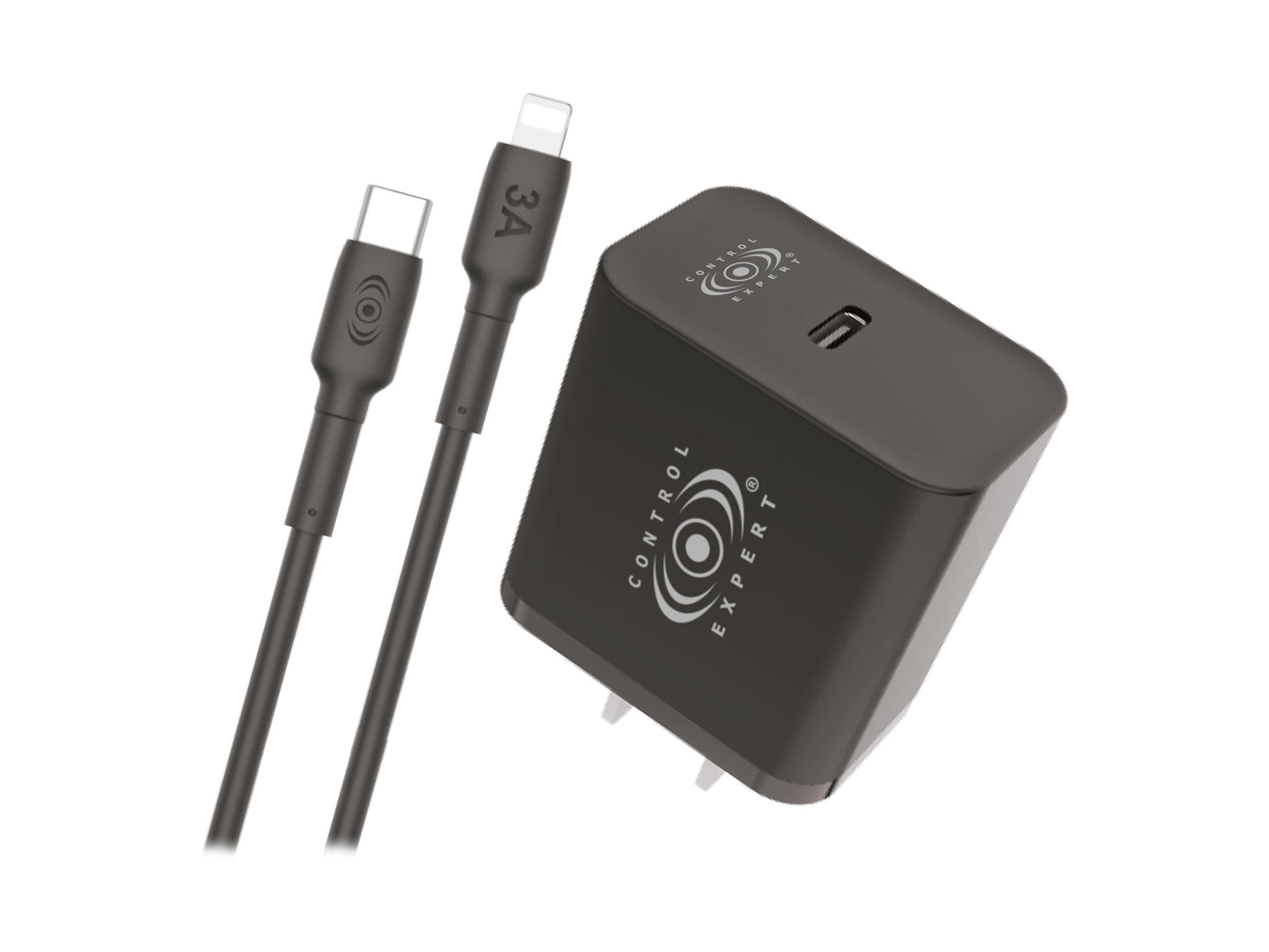 CONTROL EXPERT Cargador Carga Ultra Rápida para iPhone 3A 20W Cable de 1 Metro USB a Lighntning (Negro)