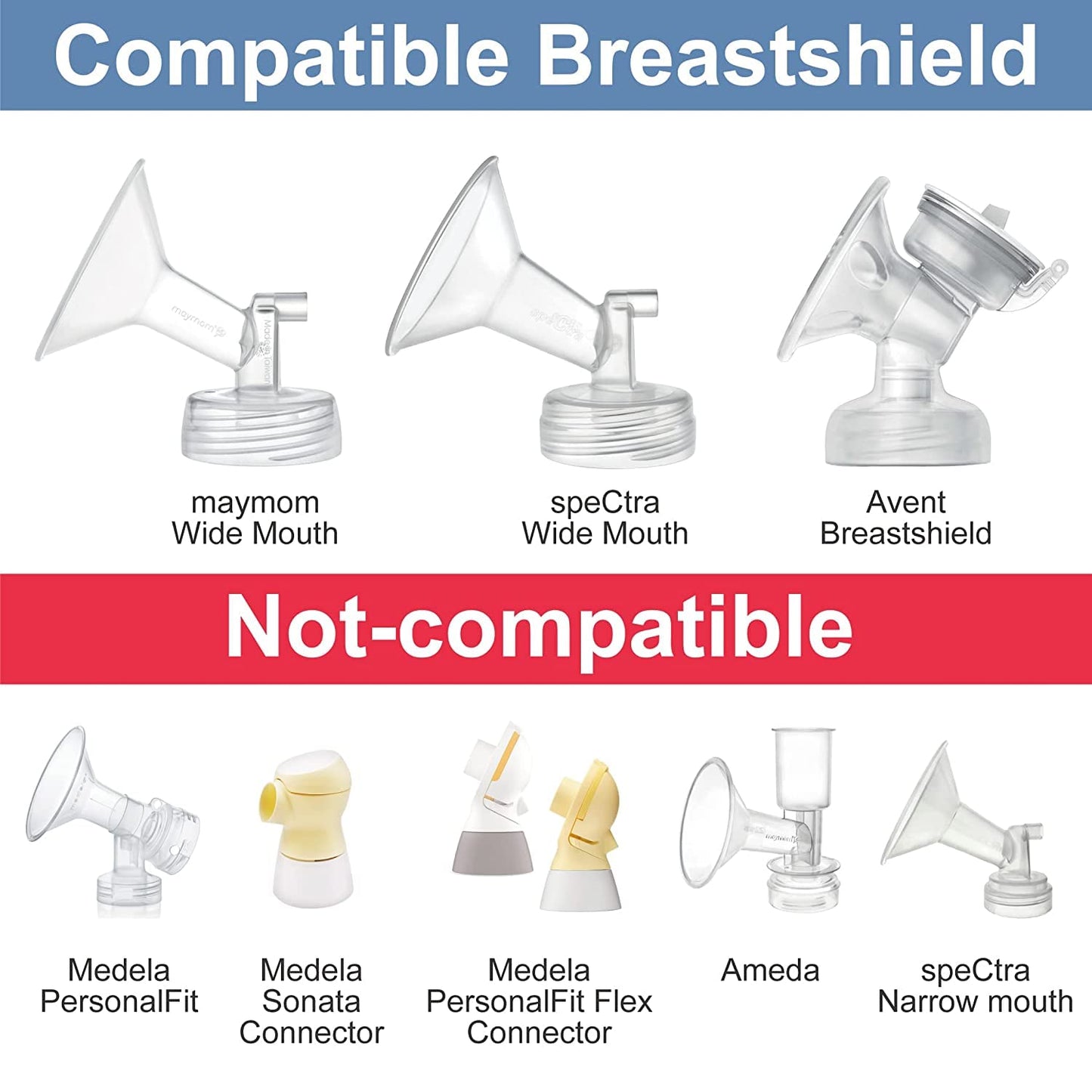 Adaptadores de Bolsas para Almacenamiento de Leche Materna Maymom Compatibles con Bombas Spectra S1, S2 y Avent Comfort Transparentes, Material Libre de BPA Seguros para Agua Hirviendo