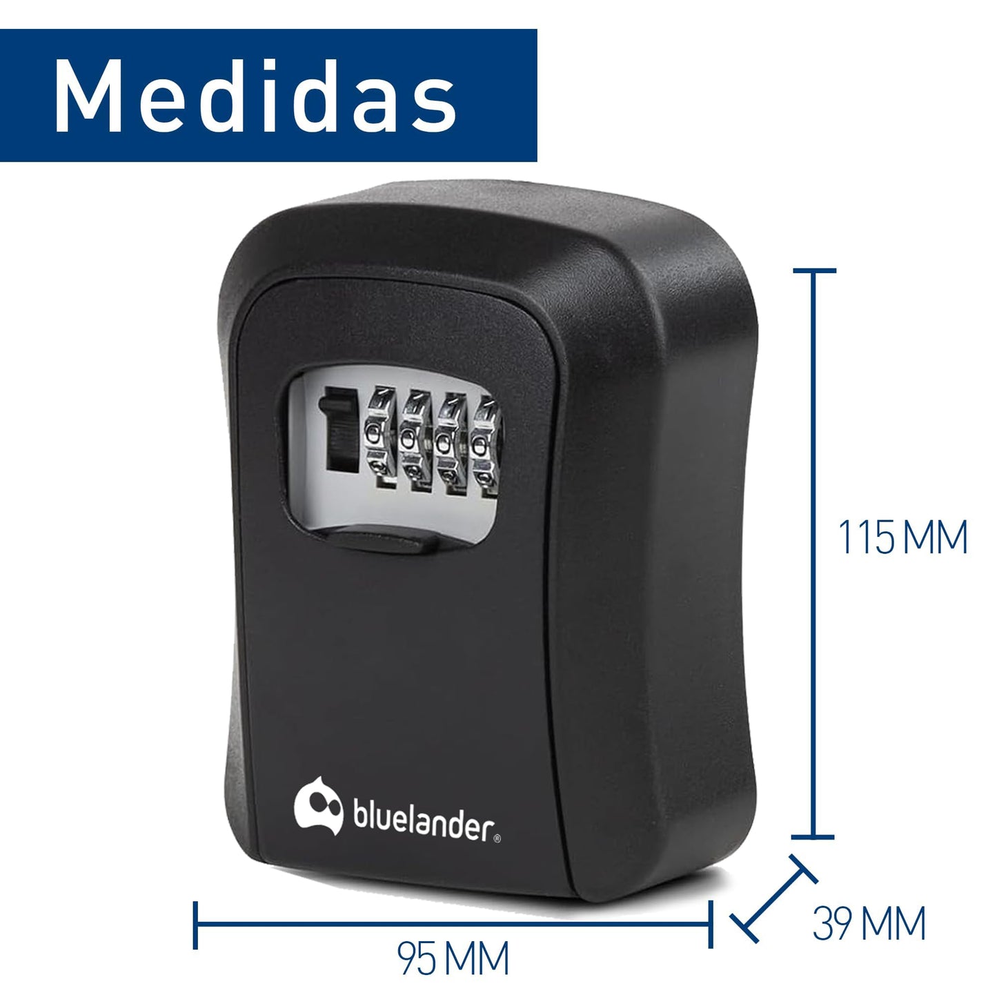 Bluelander Caja Fuerte De Almacenamiento con Candado de Combinación Montada En La Pared para Llaves, Código de 4 Dígitos, Fácil de Usar e Instalar, Soporta Caídas y Lluvia para Casa, Airbnb y Oficina