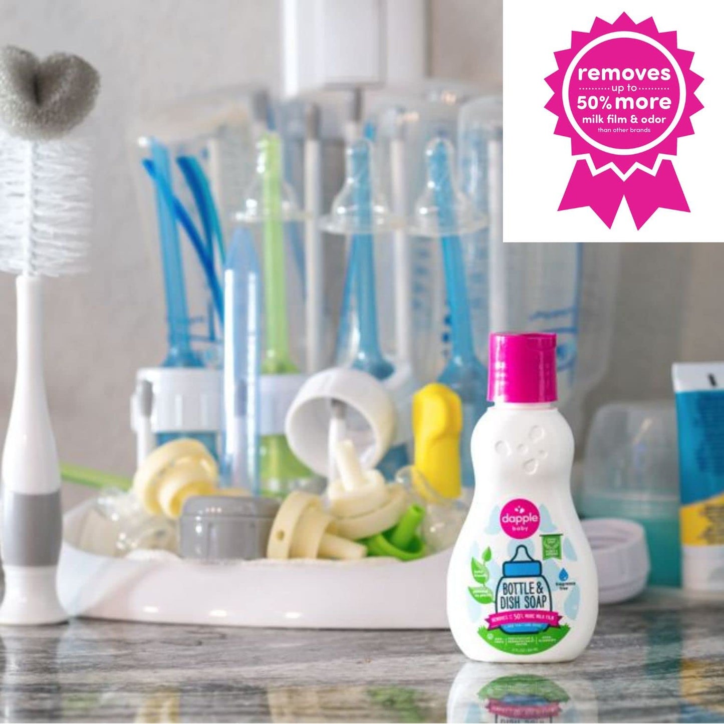 Dapple Baby Bottle & Dish Liquid Fragrance-Free Travel Size 3 oz by Dapple
