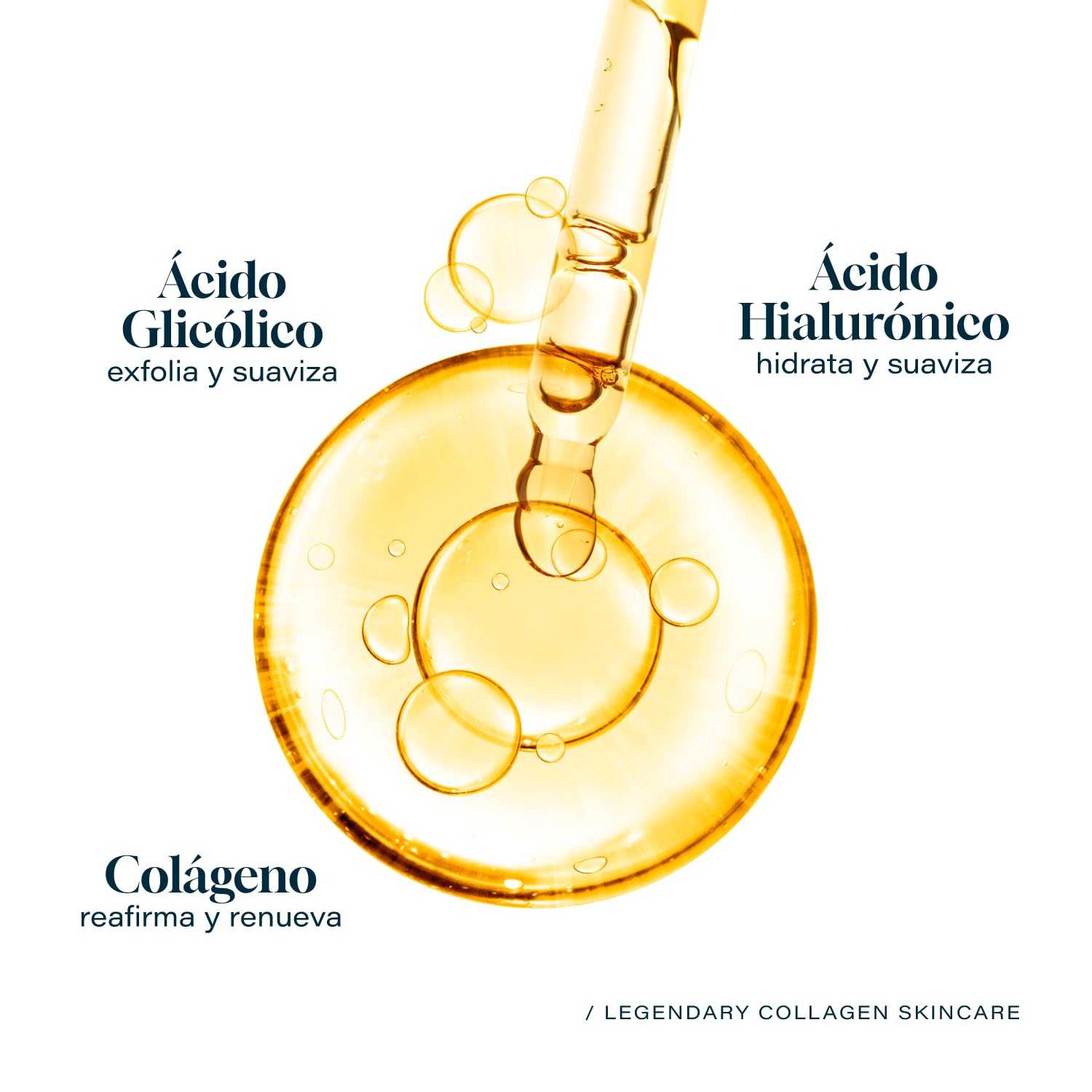 Collagenic | Serum Peeling Facial 2 en 1| Acido glicólico y Colágeno Hidrolizado 50 ml | Serum Facial facial y cuello| Suero facial y contorno de ojos con peeling facial