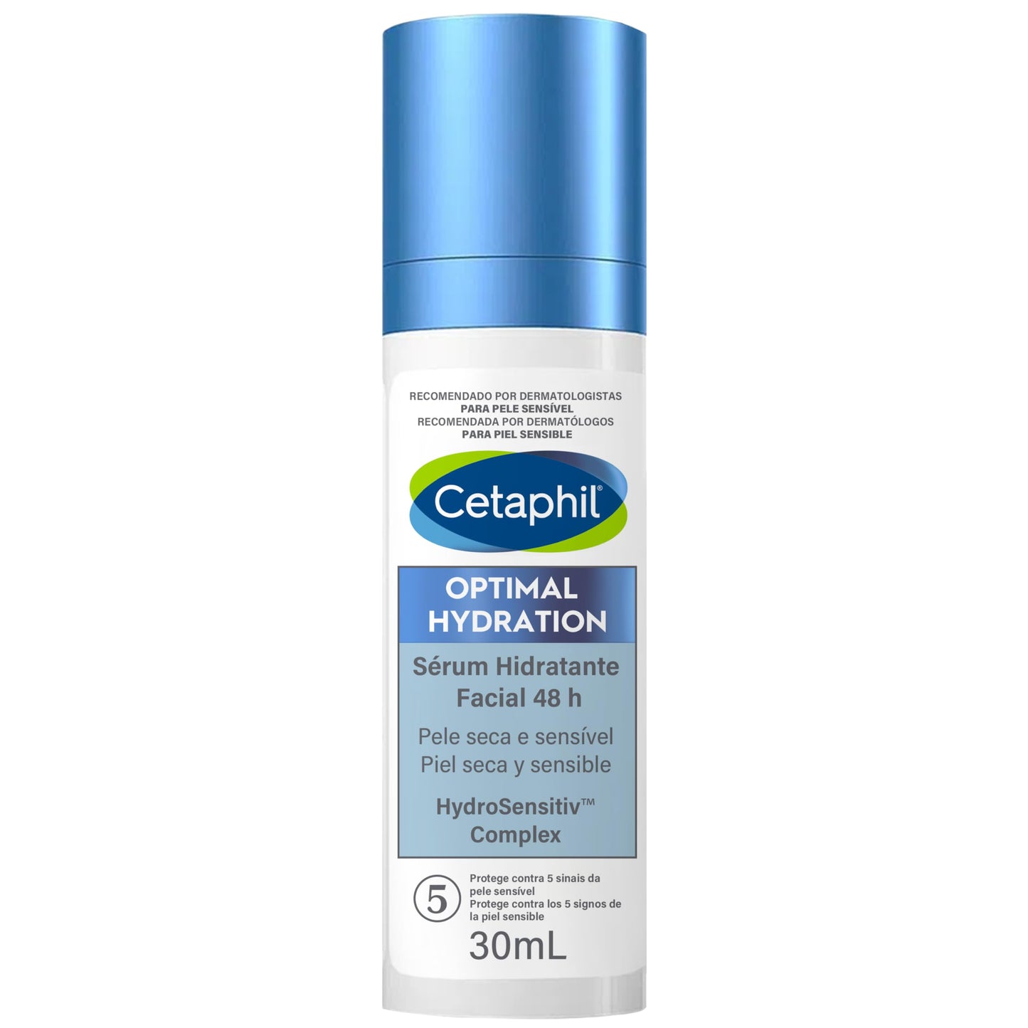 Cetaphil Optimal Hydration Serum Facial, Hidrata Su Ácido Hialurónico Refina y Suaviza el Rostro Recomendada por Dermatólogos para Piel Sensible - 1 pieza de 30 ml