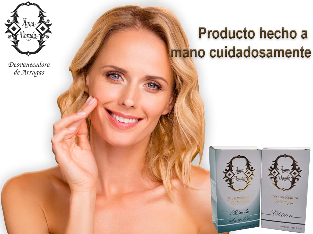 Loción Facial Suavizante con Agua Dorada de Rápida Absorción - Desvanecedor de Arrugas 75ml. ¡Descubre la magia del oro líquido para una piel suave y radiante!