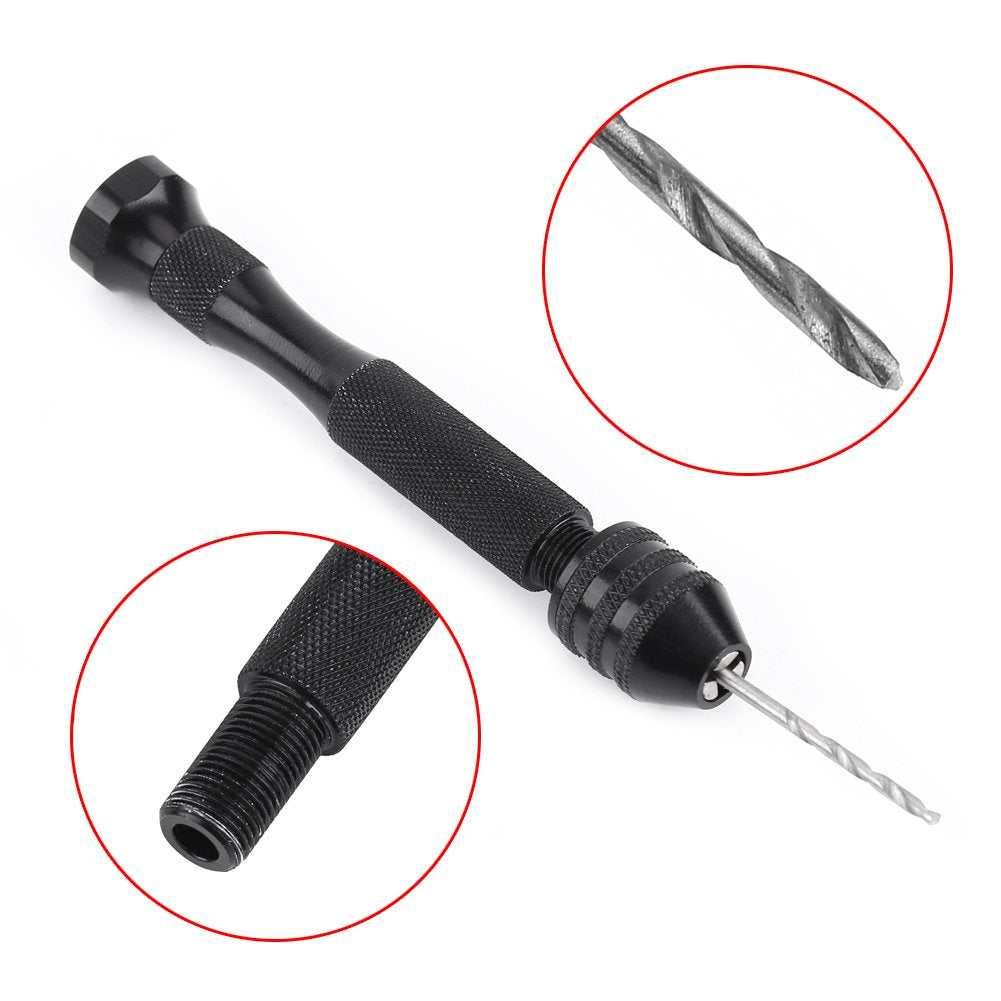 Juego de taladro de mano con tornillo tornillo con 25 puntas torcidas, mini herramientas giratorias micro ideales para modelos y pasatiempo,Taladro manual,Taladro mano,Juego brocas(negro)