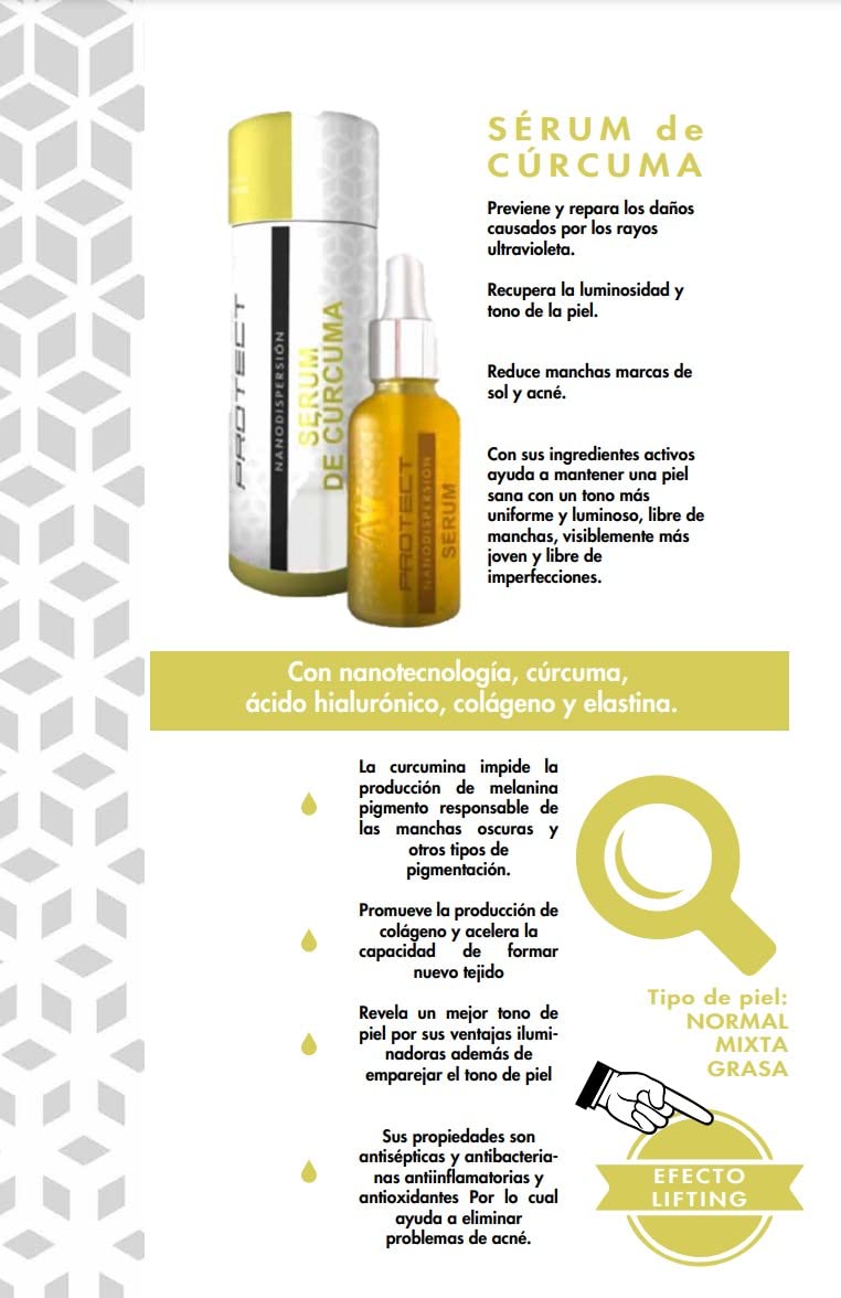 NN PROTECT | Serum con extracto de cúrcuma + Ácido hialuronico puro al 1.5% + colágeno + elastina 30 ml